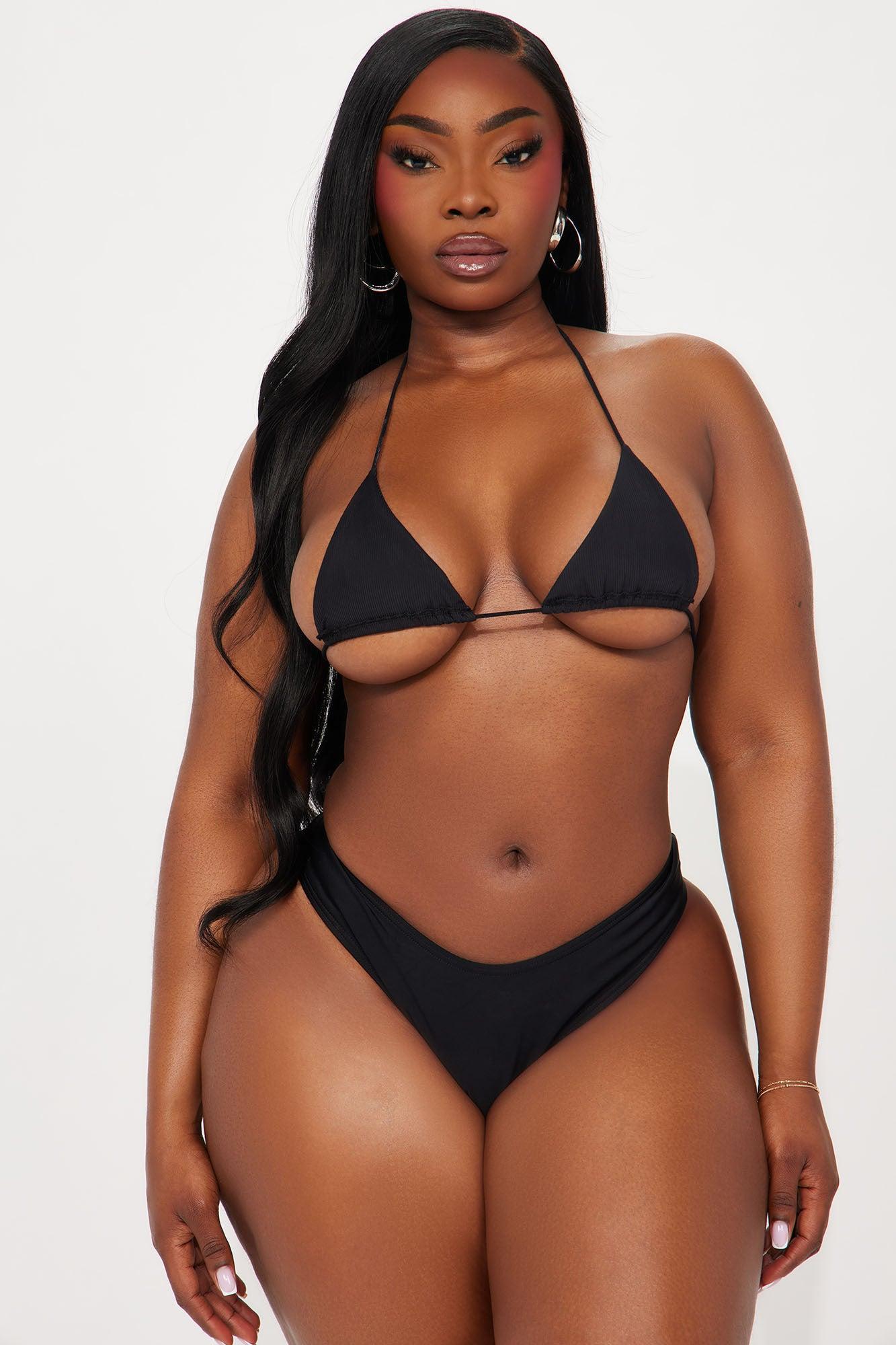 Maui Mix And Match Thong Bikini Bottom - Black Product Image