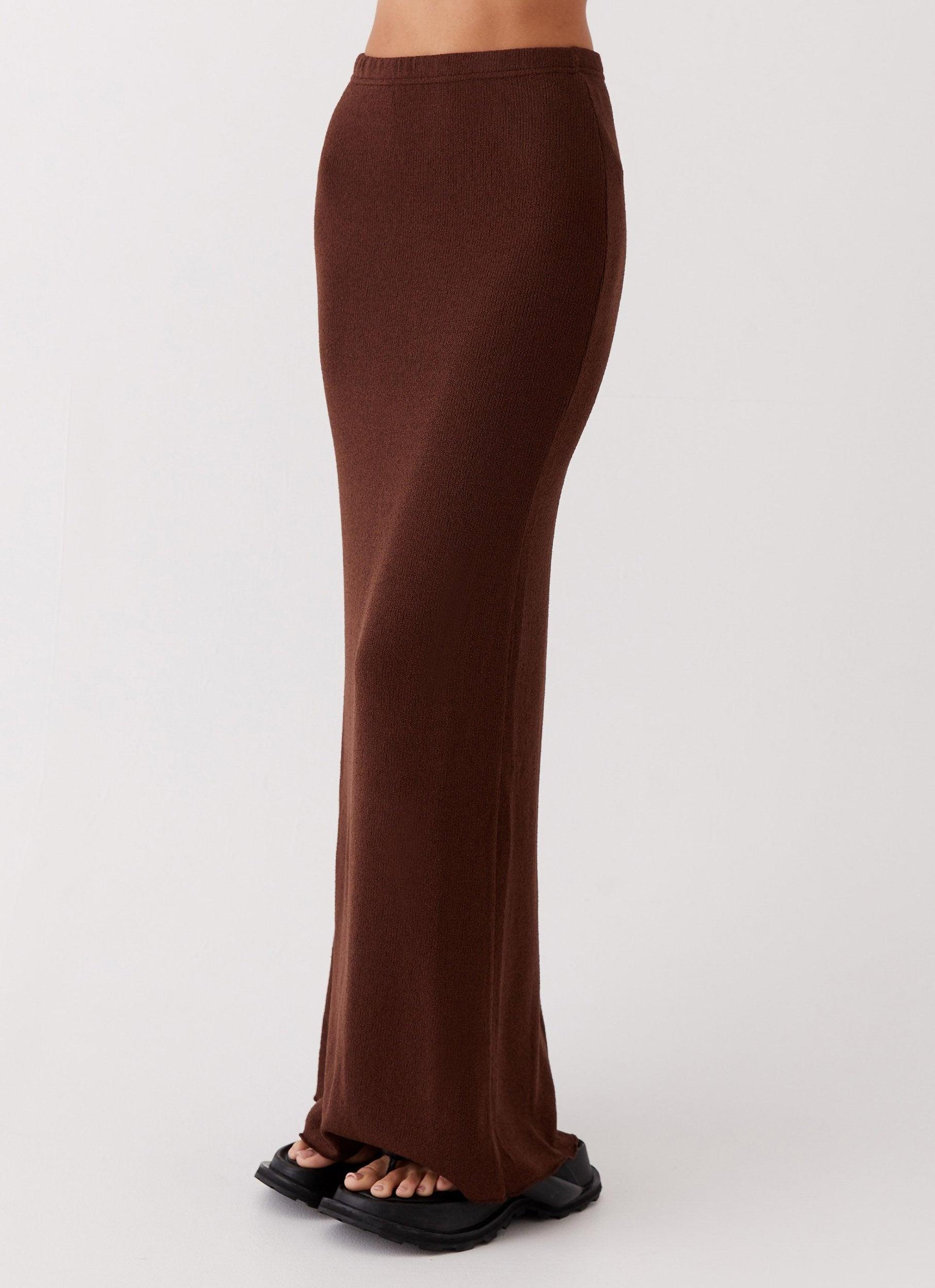 Delicate Lady Knit Maxi Skirt - Chocolate Product Image