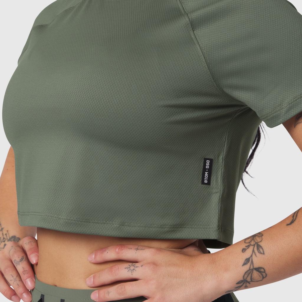 W018. AeroSilver® Cropped Tee - Sage Product Image