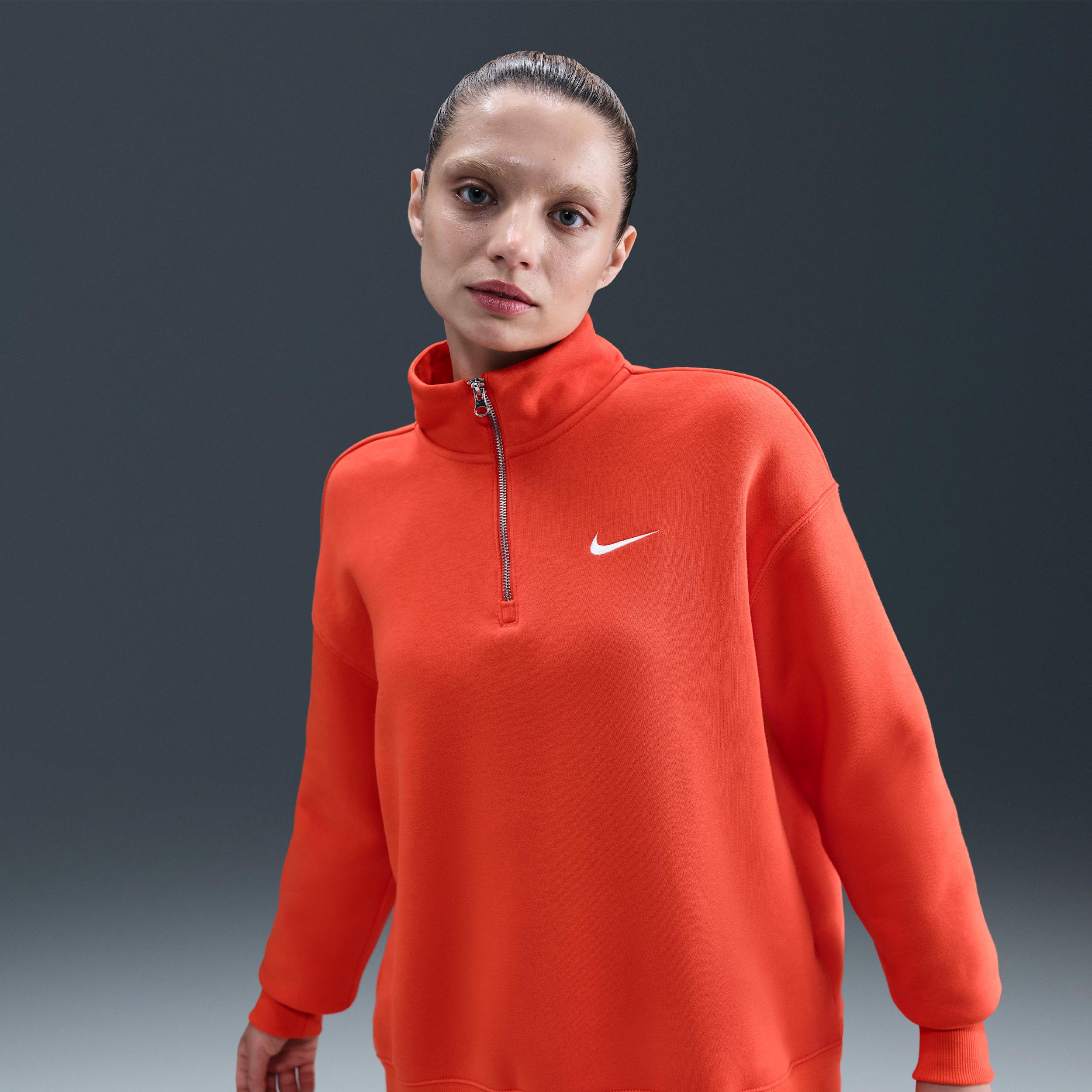 Womens Nike Sportswear Phoenix Fleece Oversized 1/4-Zip Long Sweatshirt | HJ0931-633 Product Image