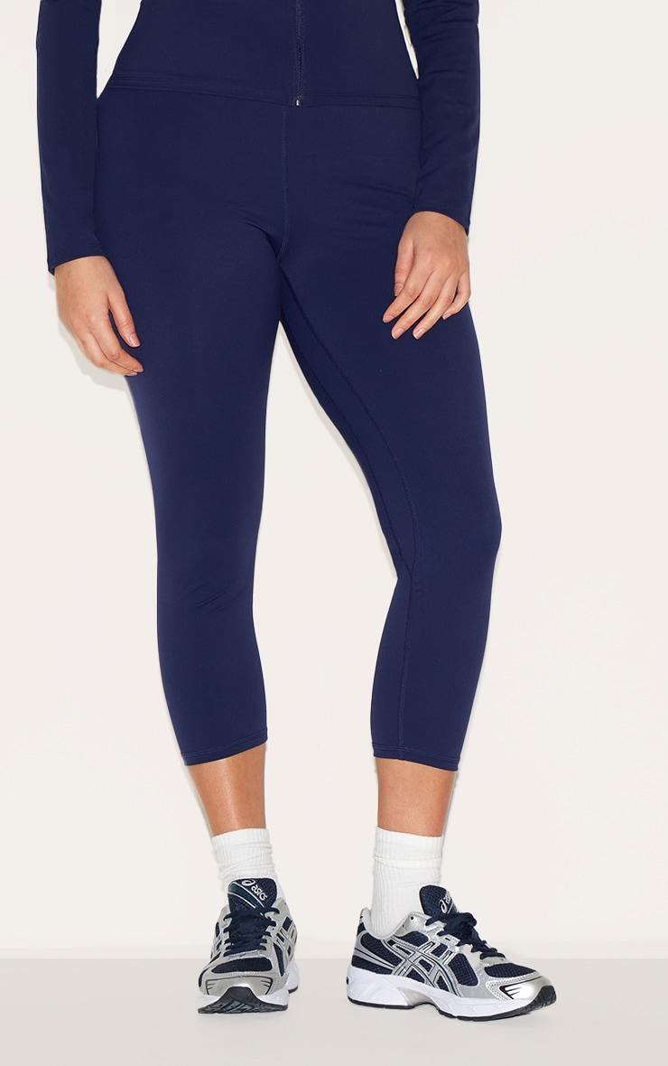 Navy Sculpt Cropped Gym Leggings Product Image
