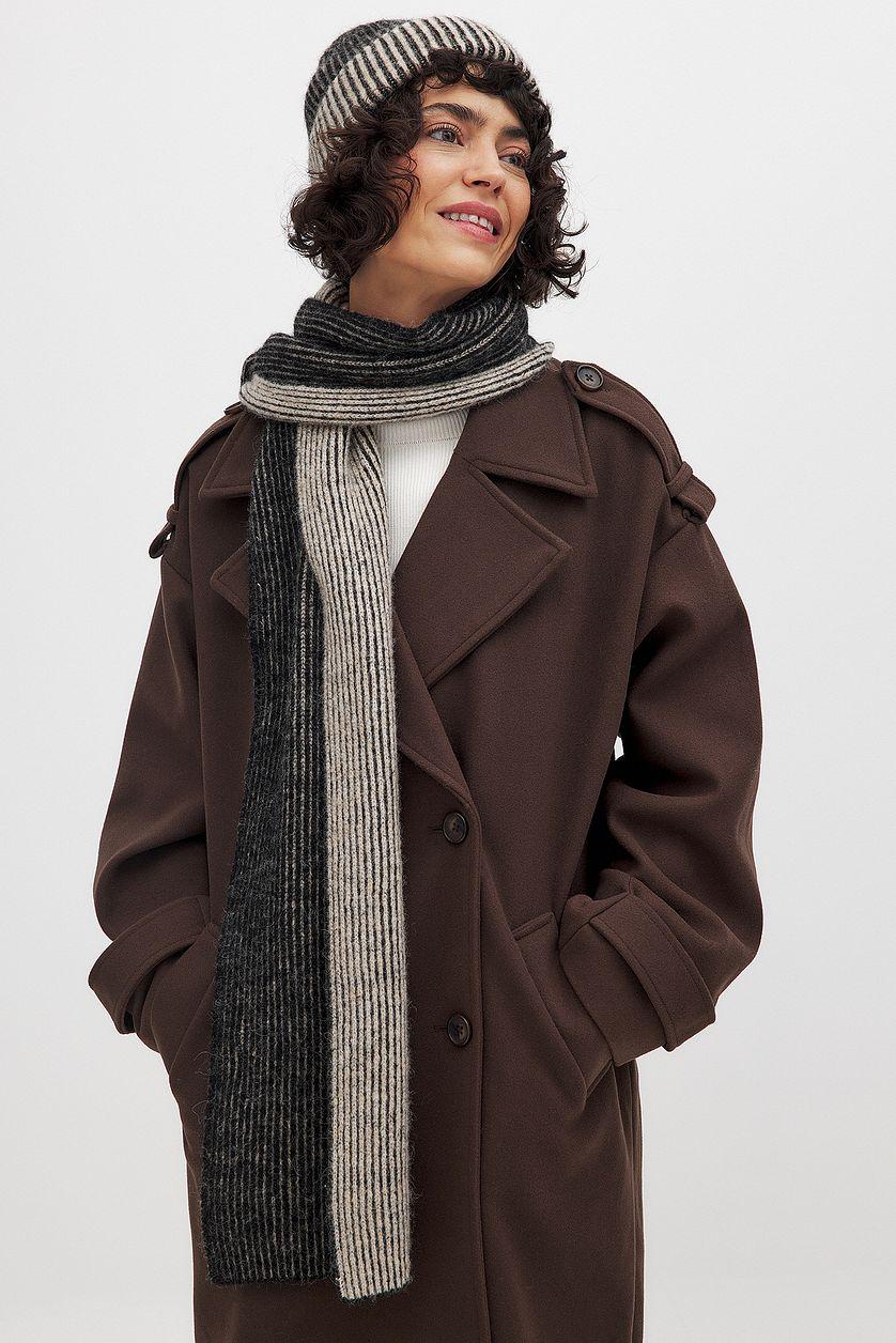 Two Toned Wool Blend Ribbed Scarf Product Image