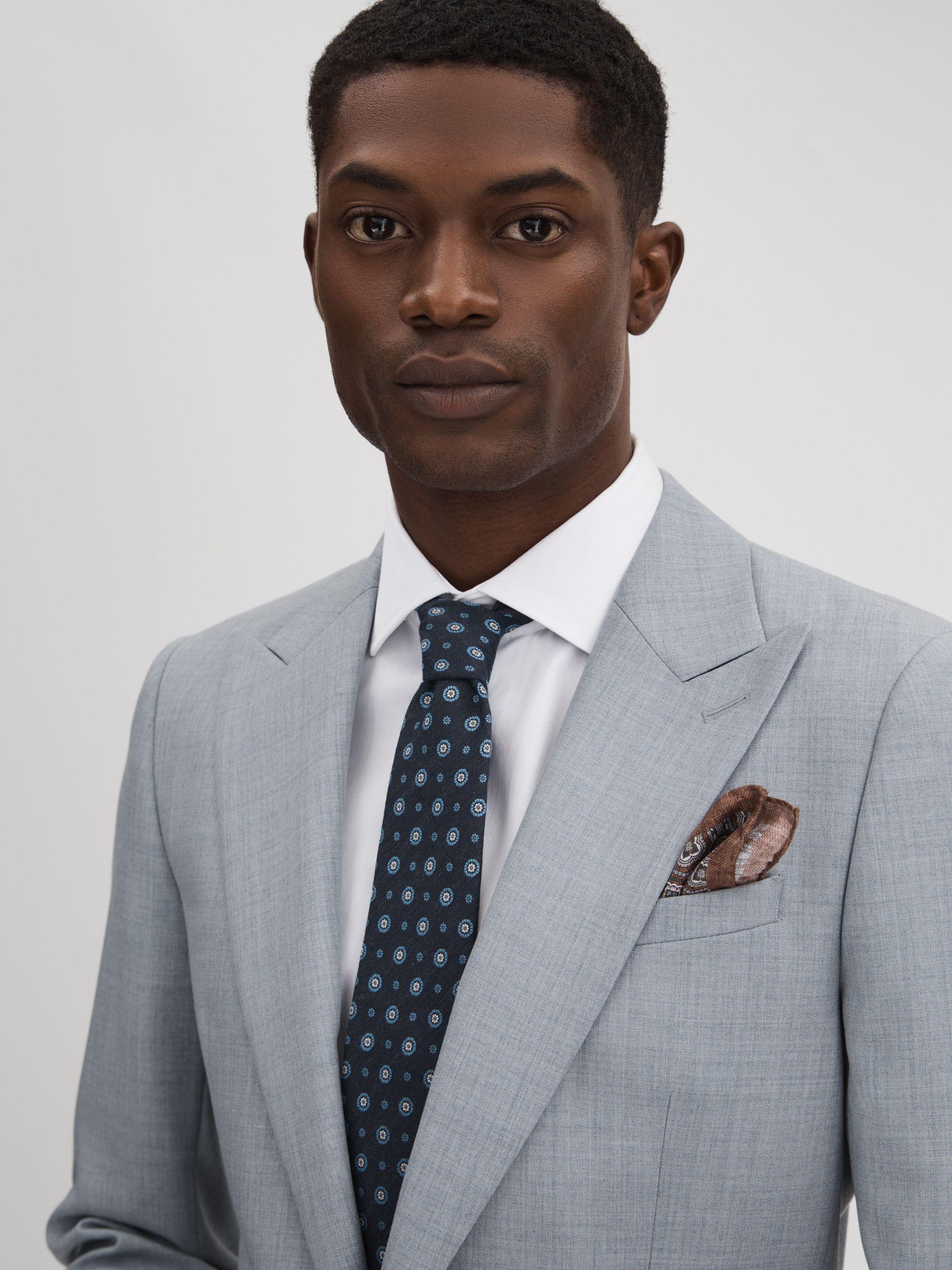 Slim Fit Wool Single Breasted Blazer in Soft Blue Product Image