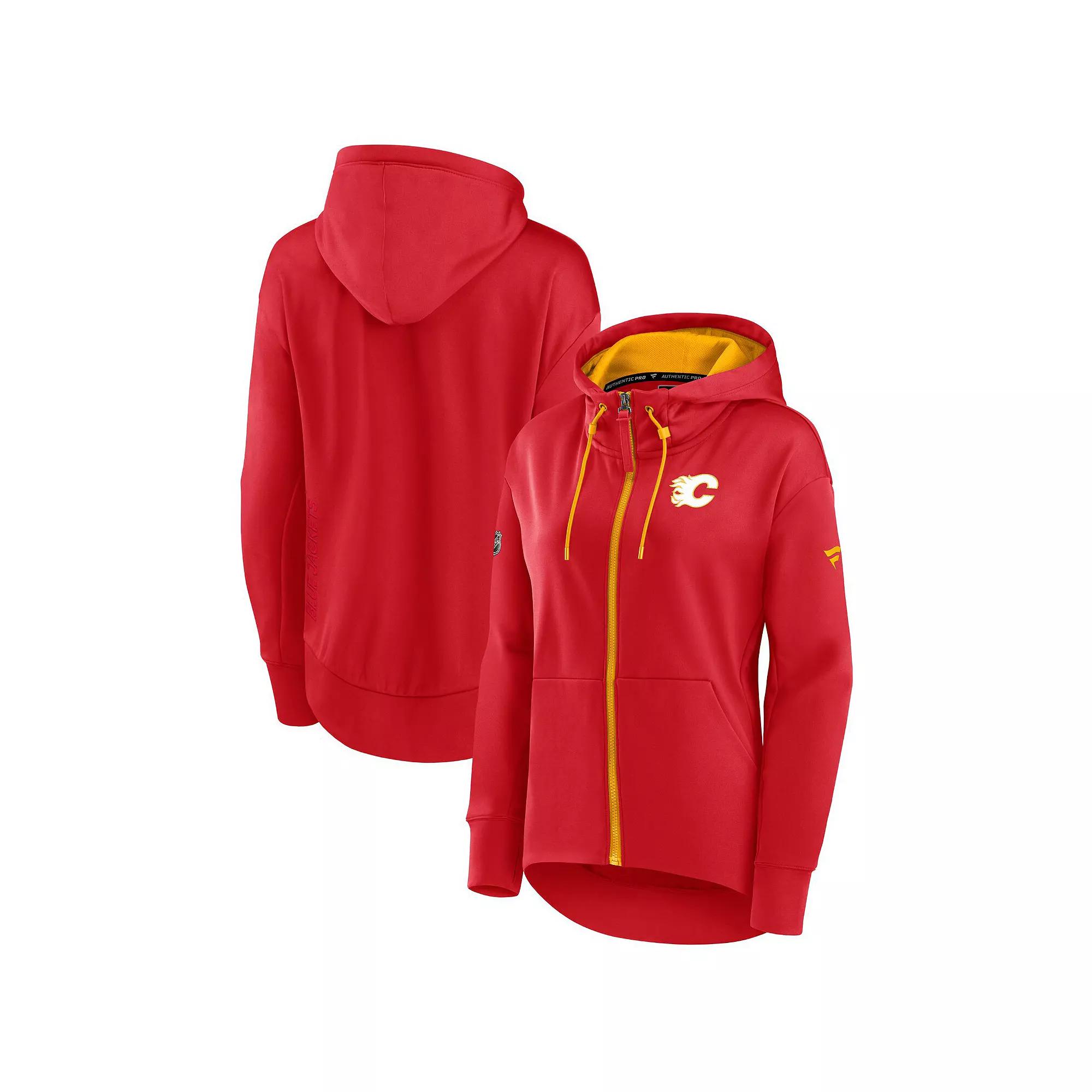 Women's Fanatics Red Calgary Flames Authentic Pro Rink Full-Zip Hoodie,  Product Image