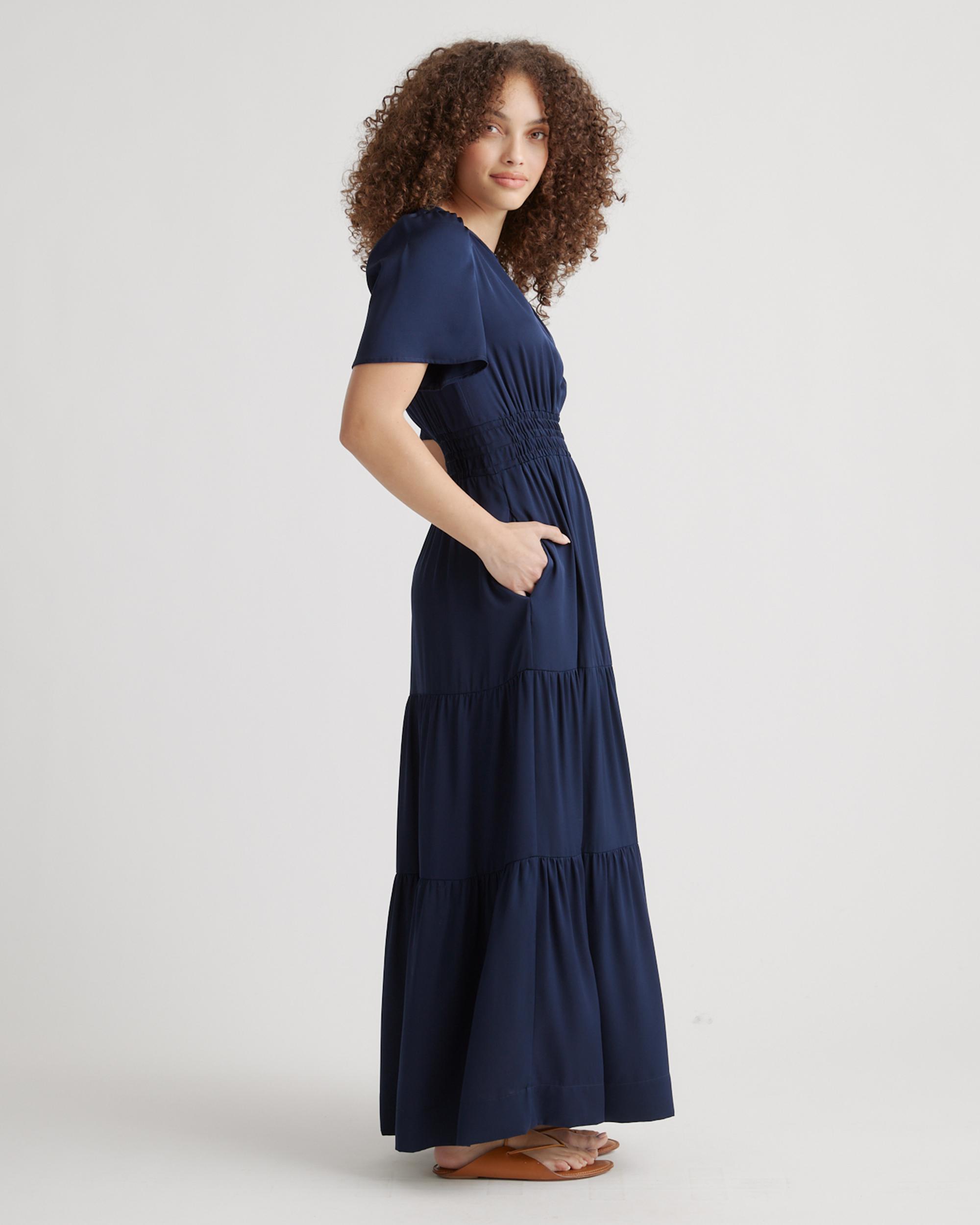 Washable Stretch Silk Tiered Maxi Dress Product Image