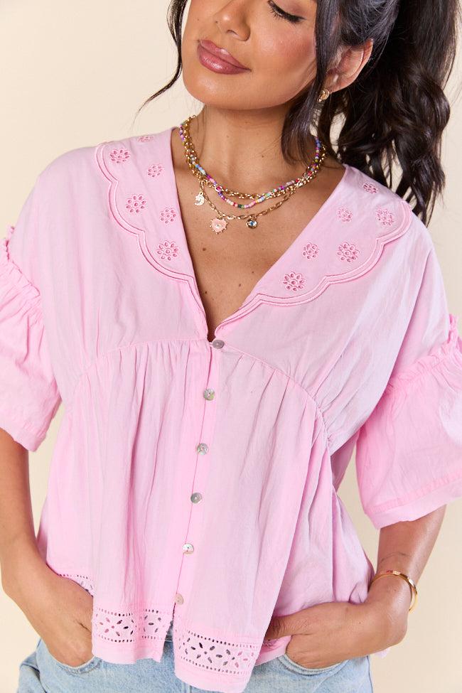 Going Places Pink Woven Blouse FINAL SALE Product Image