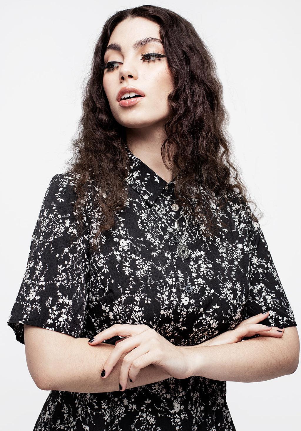 Naomi Floral Mini Shirt Dress Product Image