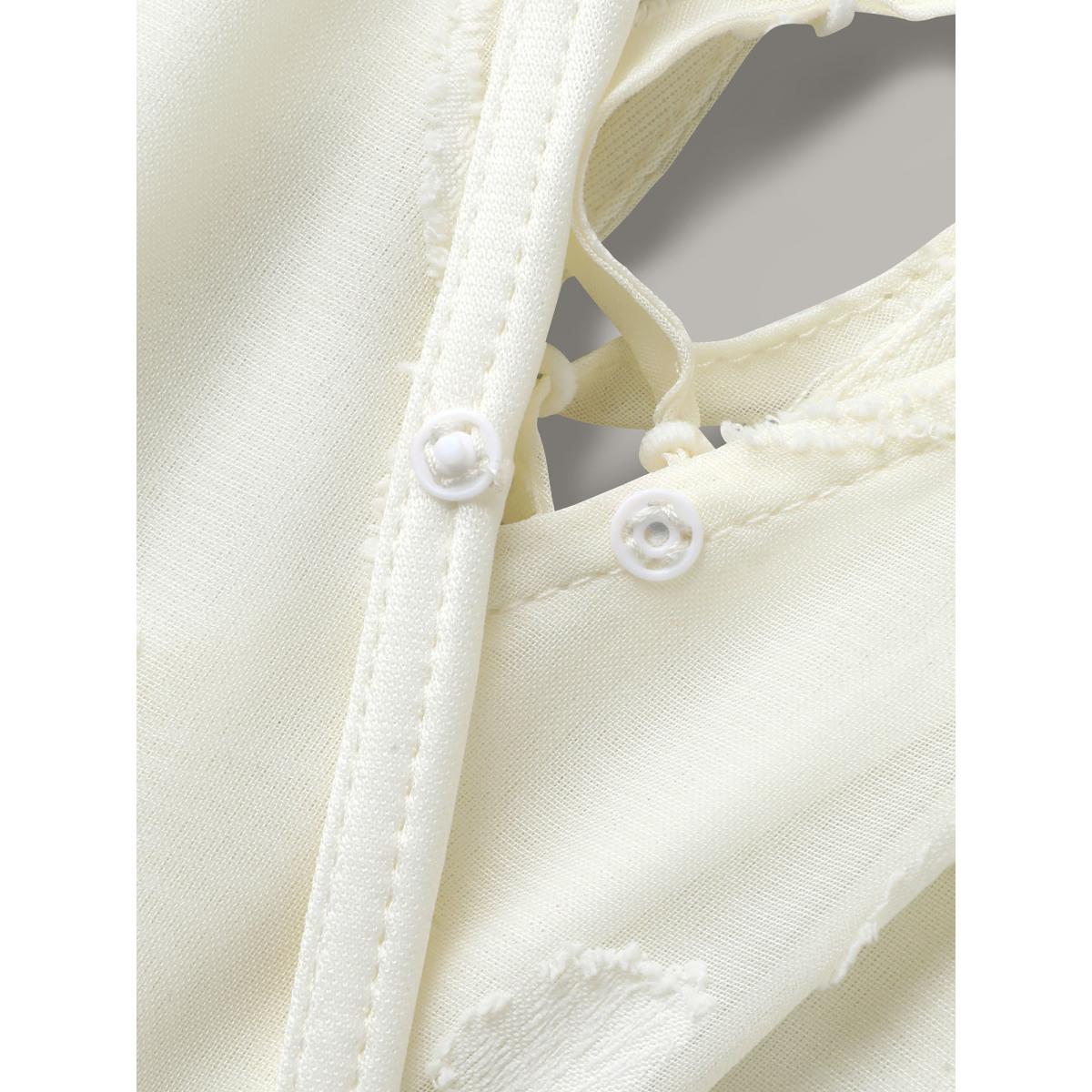 Plus Size Back Tie-Up Sheer Textured Midi Dress Beige Women Overlapping Overlap Collar Short sleeve Curvy BloomChic 14-16/1X Product Image