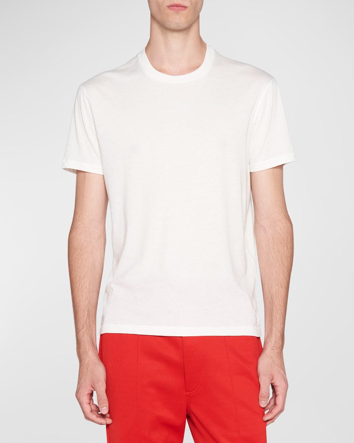 TOM FORD Black Basic Crewneck T-shirt With Tonal Stitching In Cotton Blend Man Product Image