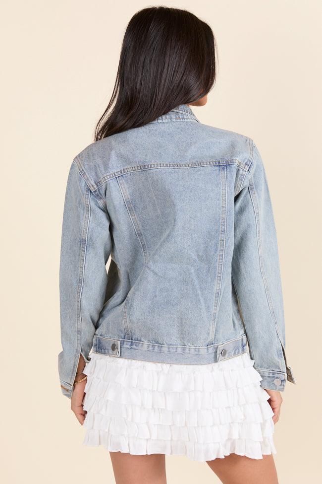 Brightest Night Light Wash Embellished Star Denim Jacket FINAL SALE Product Image