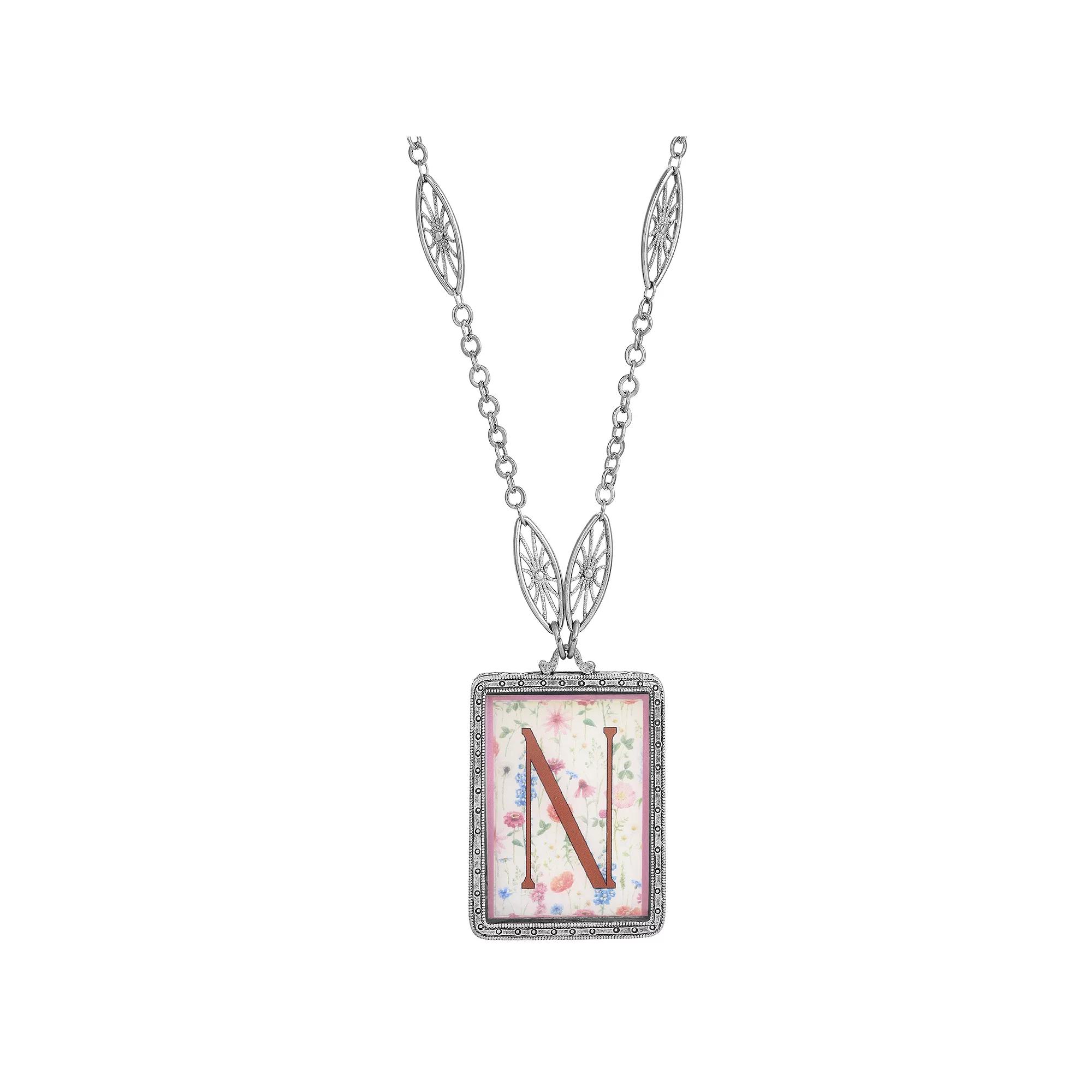 1928 Floral Motif Initial Pendant, Womens, G Product Image