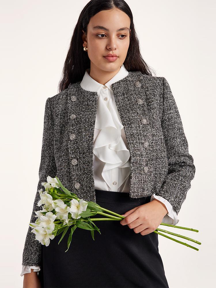 Classic Tweed Cropped Women Jacket Product Image