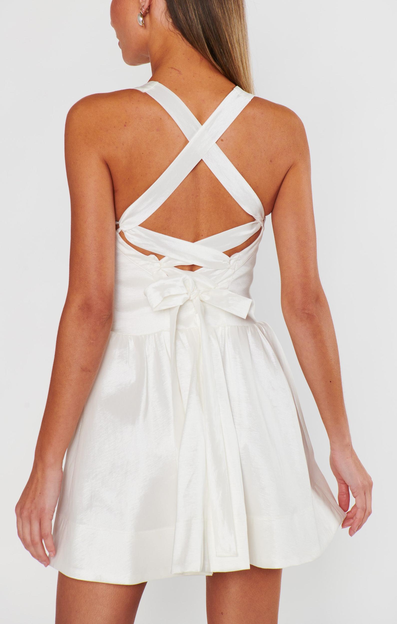 Abigail Mini Dress ~ White Taffeta Product Image