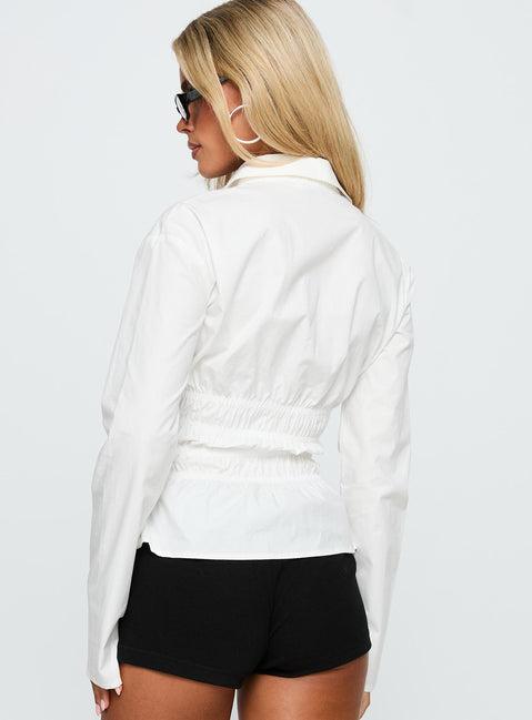 Liesel Shirred Long Sleeve Top White Product Image