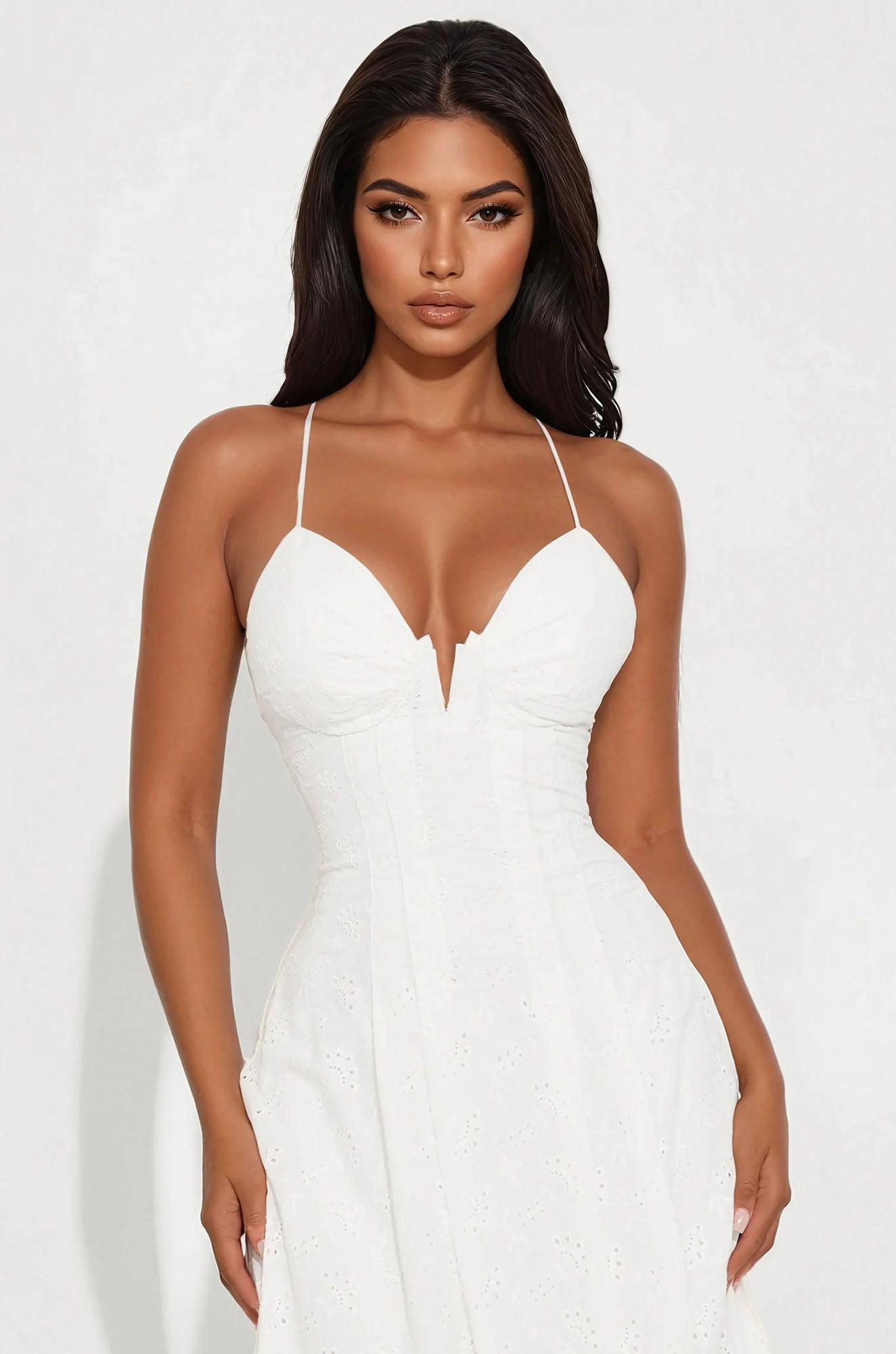 Kelly Eyelet Maxi Dress - White Product Image
