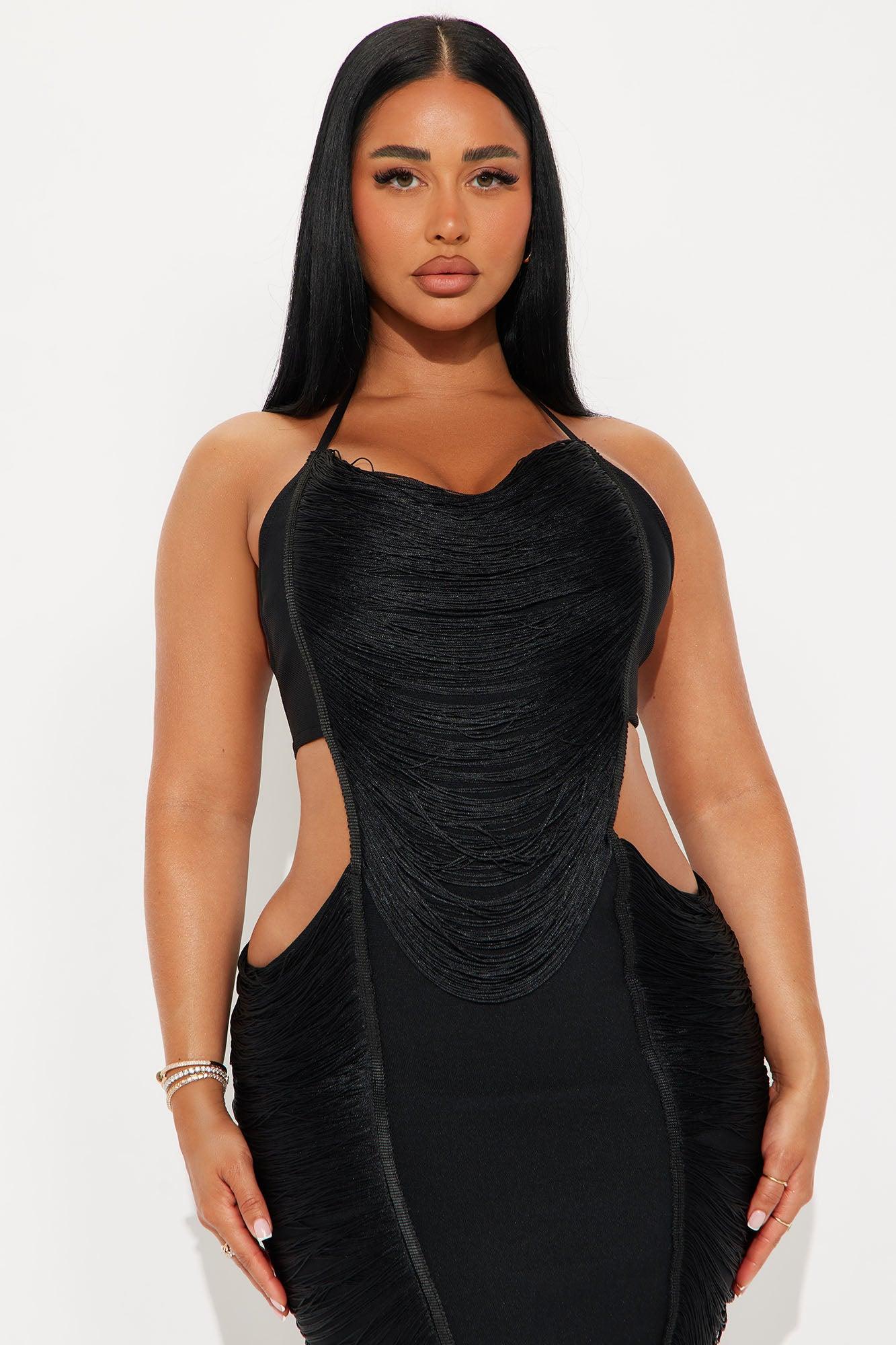 Set The Scene Bandage Midi Dress - Black Female Product Image