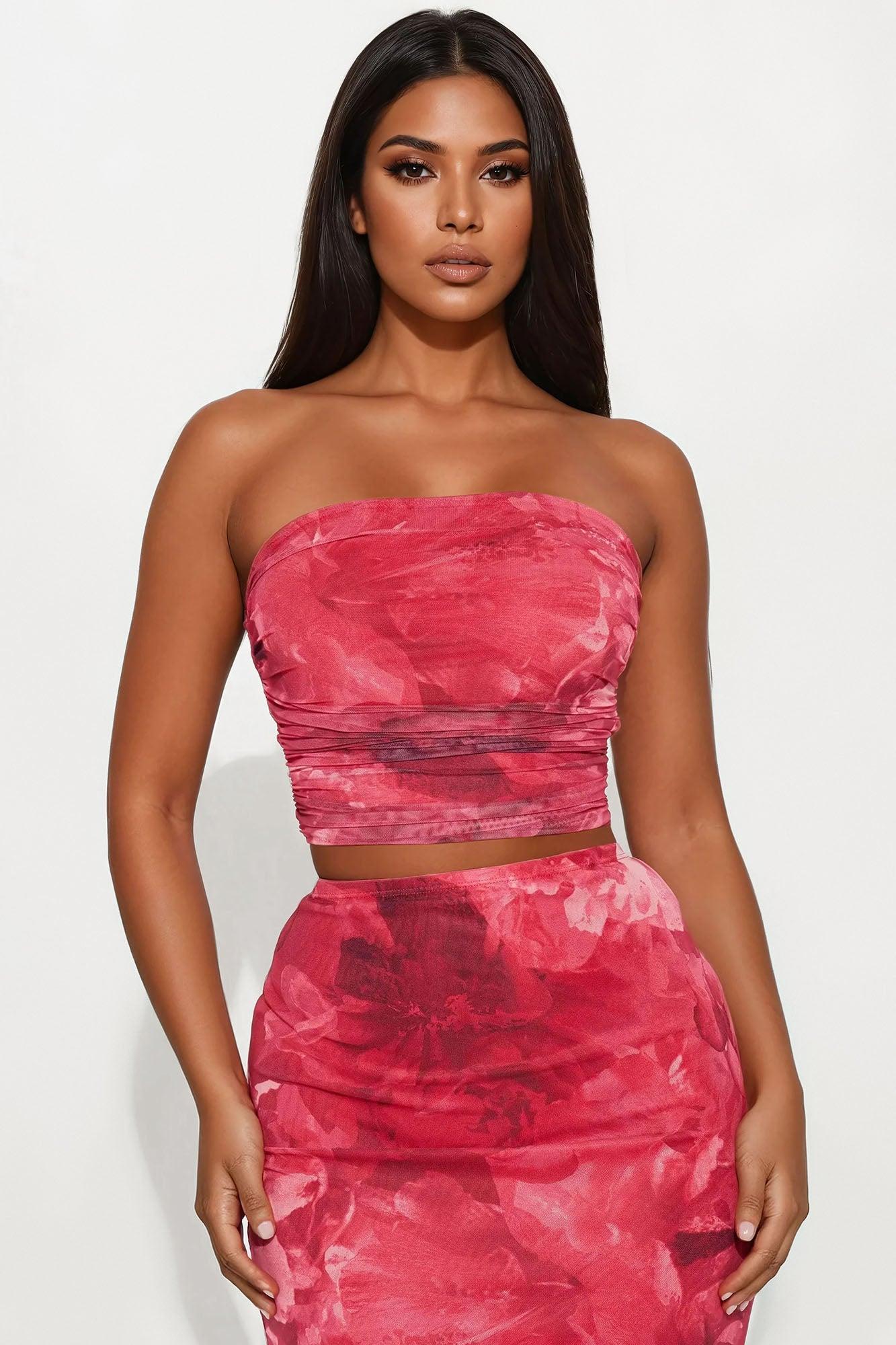 Wild Fleur Mesh Skirt Set - Pink/combo Female Product Image