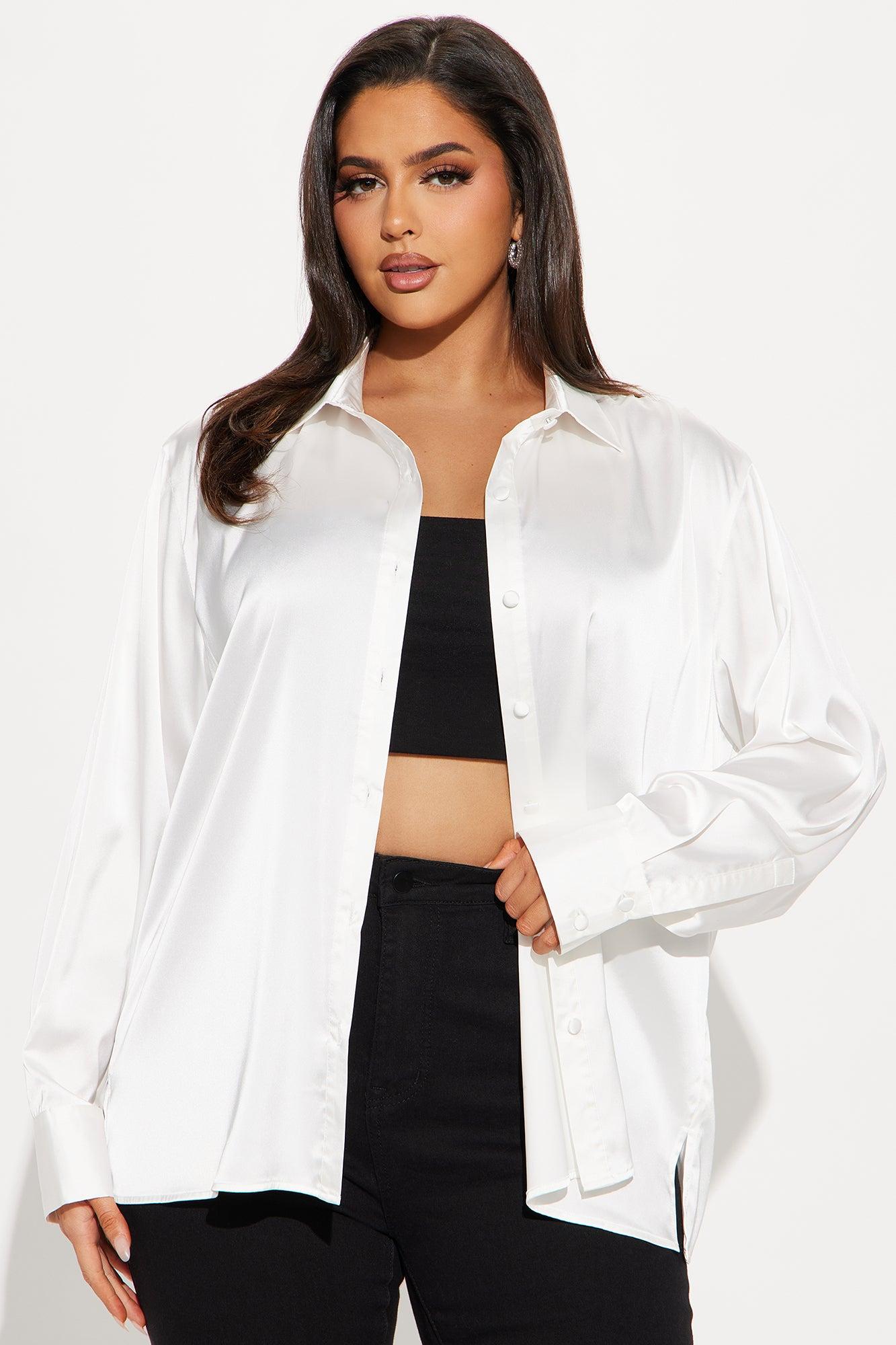 Another Workday Satin Shirt - Ivory Product Image