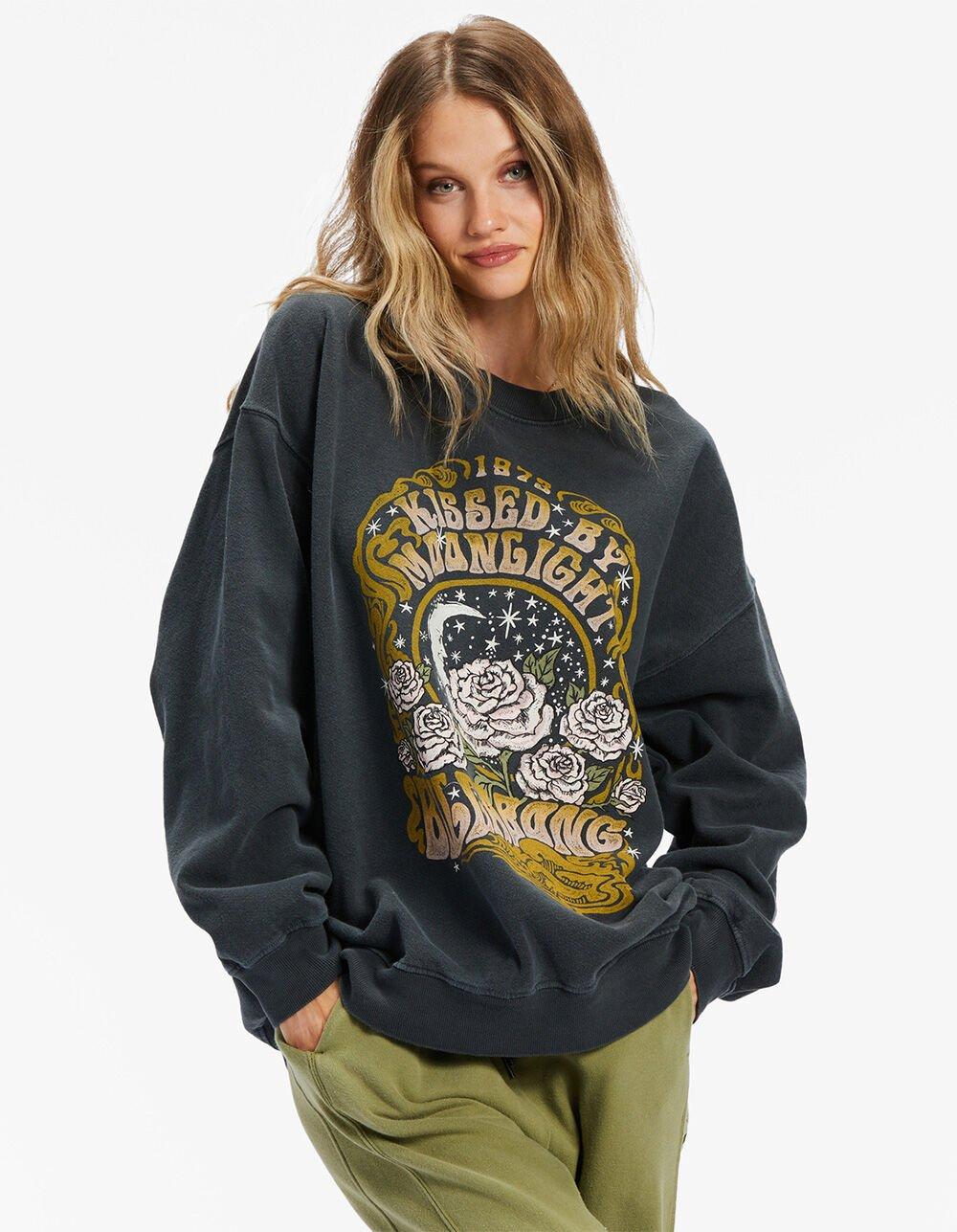 BILLABONG Ride In Womens Oversized Crewneck Sweatshirt - WASHED BLACK Product Image
