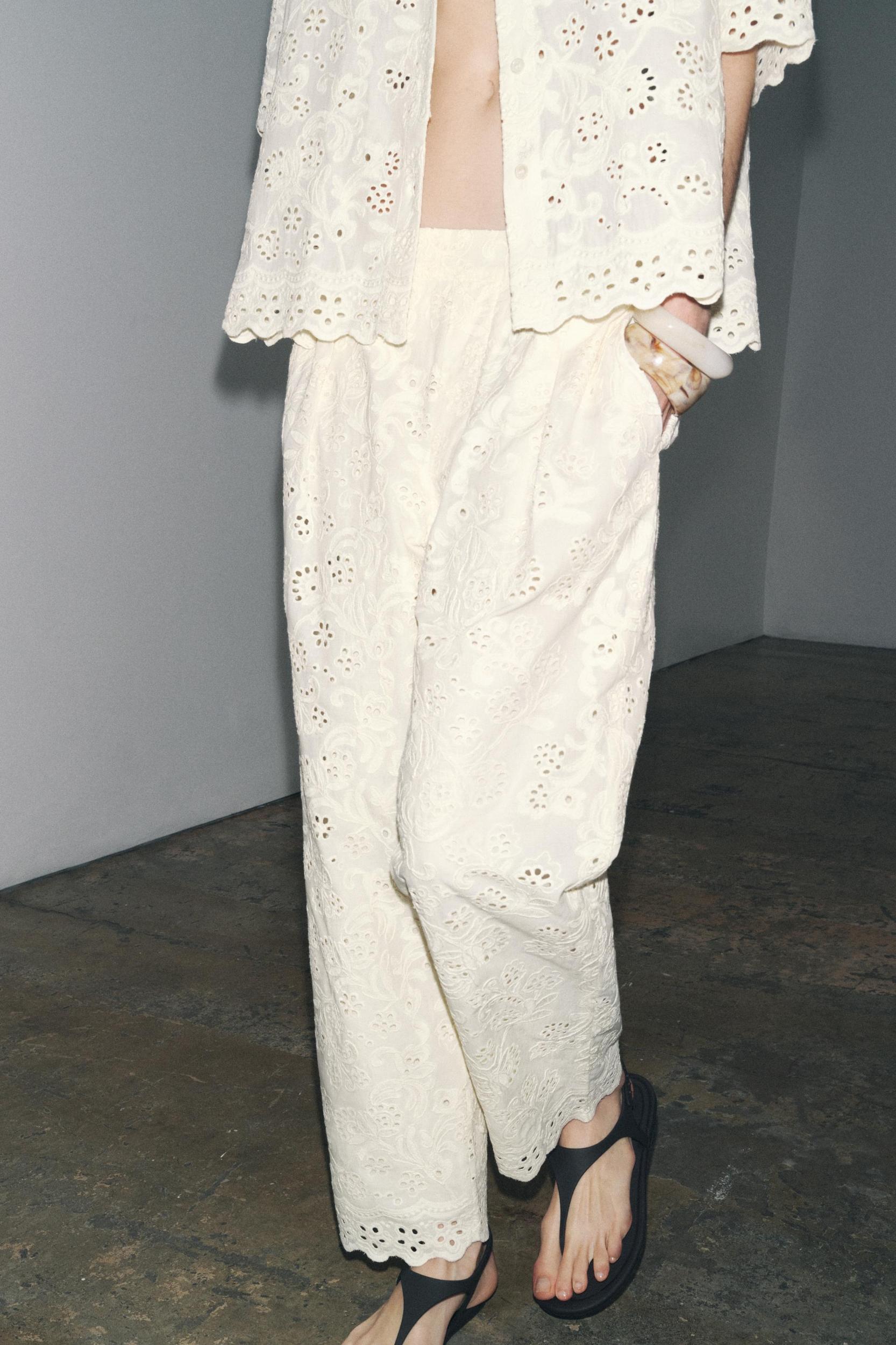 ZW COLLECTION PANTS WITH PERFORATED EMBROIDERY Product Image