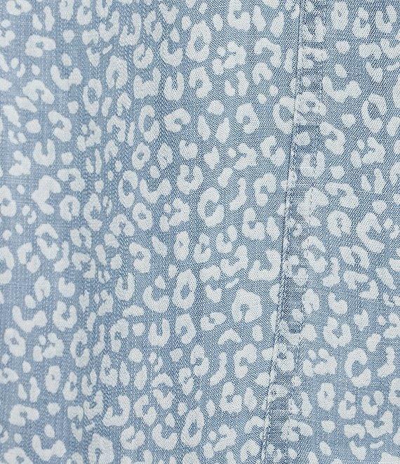 Multiples Lyocell Printed Point Collar 3/4 Flounce Sleeve Button Front Peplum Jacket Product Image