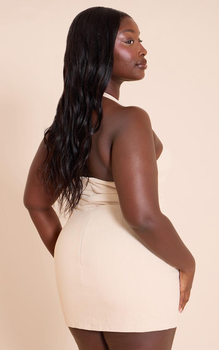 Plus Natural Premium Linen Halterneck Mini Dress Product Image