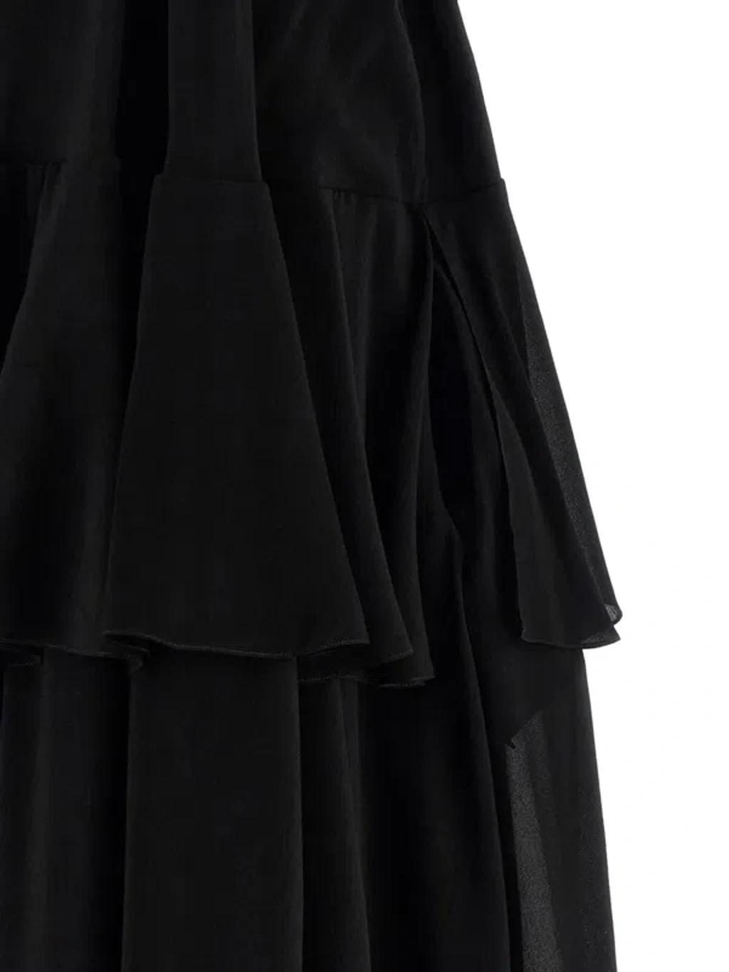 CHLOÉ Open-back Embellished Tiered Silk-georgette Maxi Dress In Black Product Image