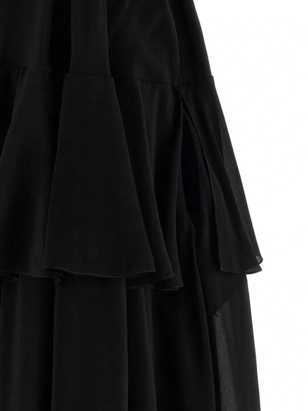 CHLOÉ Open-back Embellished Tiered Silk-georgette Maxi Dress In Black Product Image
