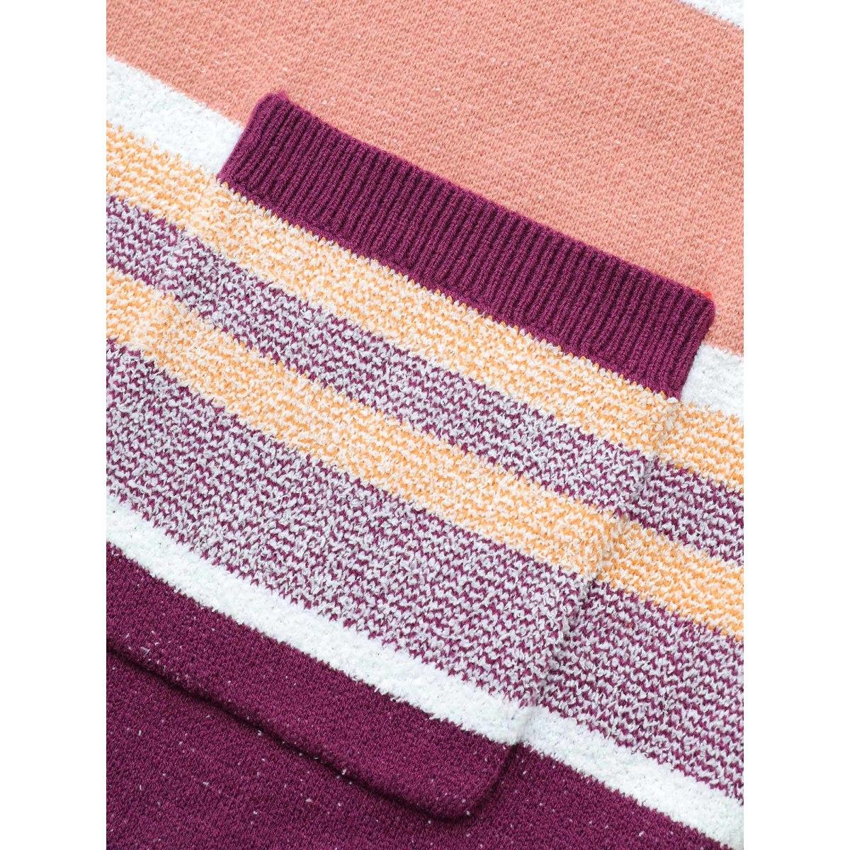 Plus Size Supersoft Essentials Striped Contrast Open Front Cardigan Purple Women Casual Loose Long Sleeve Dailywear Cardigans BloomChic 14-16/1X Product Image