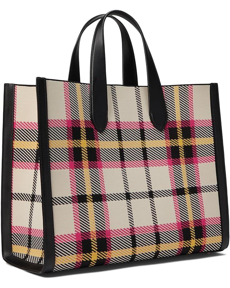 Gramercy Racing Stripe Plaid Twill Fabric Medium Satchel Product Image