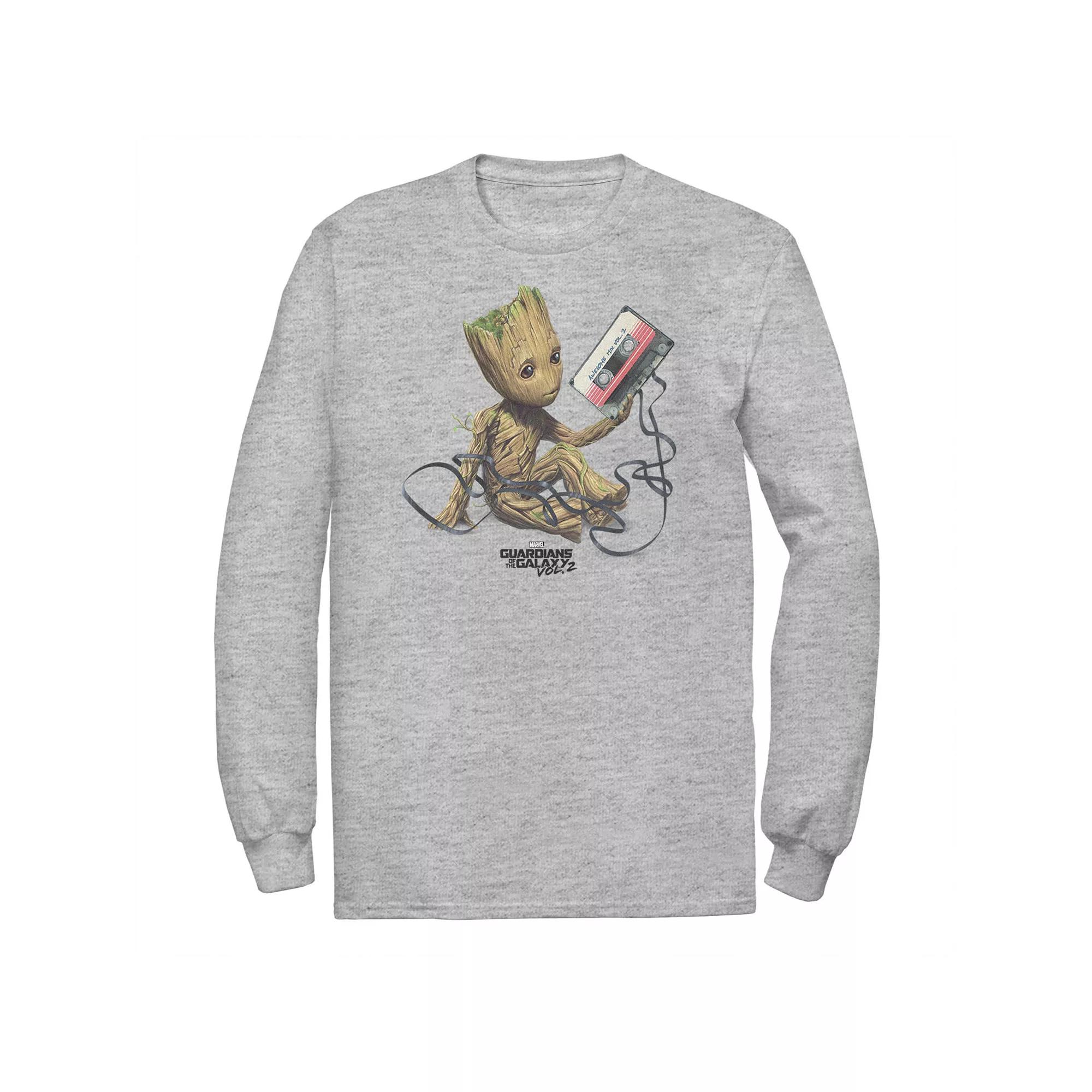 Big & Tall Marvel Guardians Of The Galaxy Vol. 2 Groot Tape Portrait Tee, Men's, Size: 4XL Tall, Athletic Grey Product Image