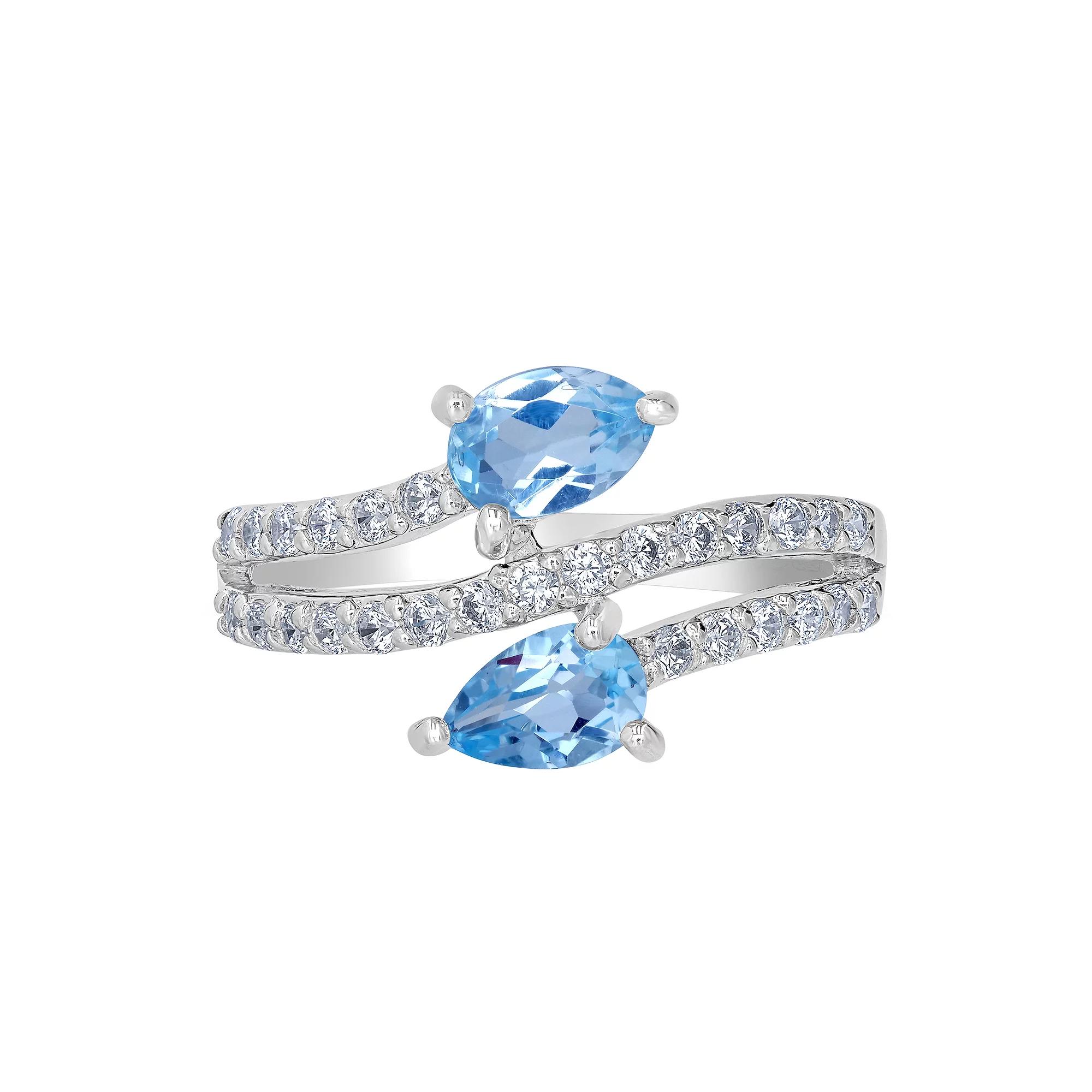 Gemistry Sterling Silver Stone & Cubic Zirconia Pear Bypass Ring, Women's,  Product Image