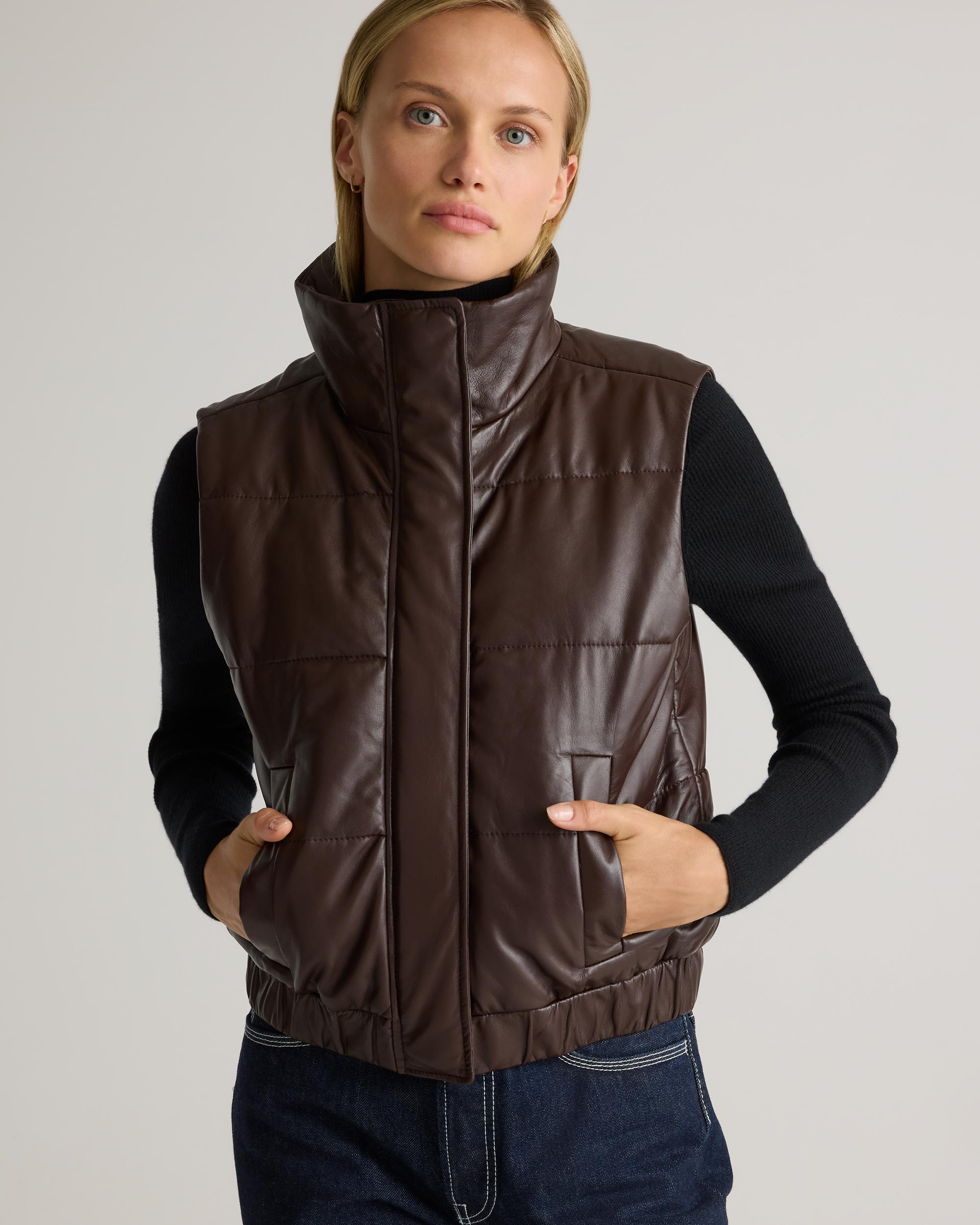 Quince | Women's Puffer Vest Size XL, Leather Product Image