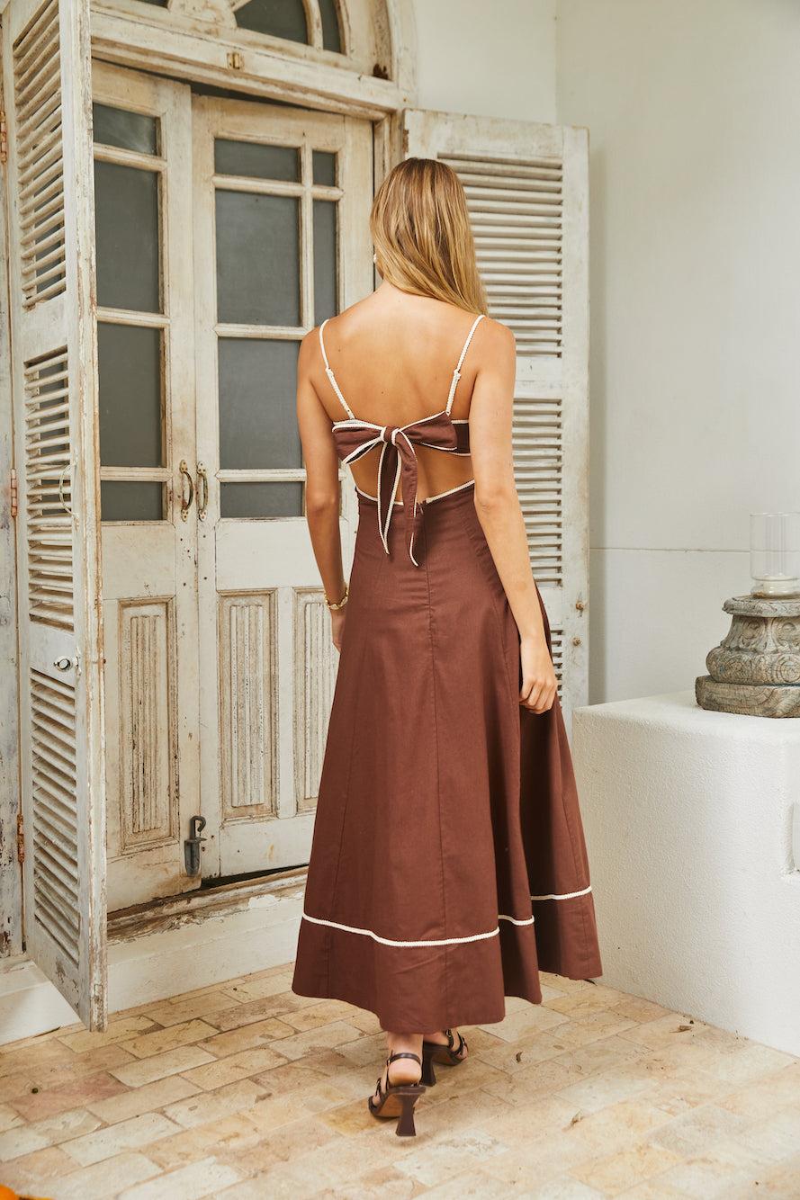 Sienna Breeze Maxi Dress Chocolate Beige Product Image