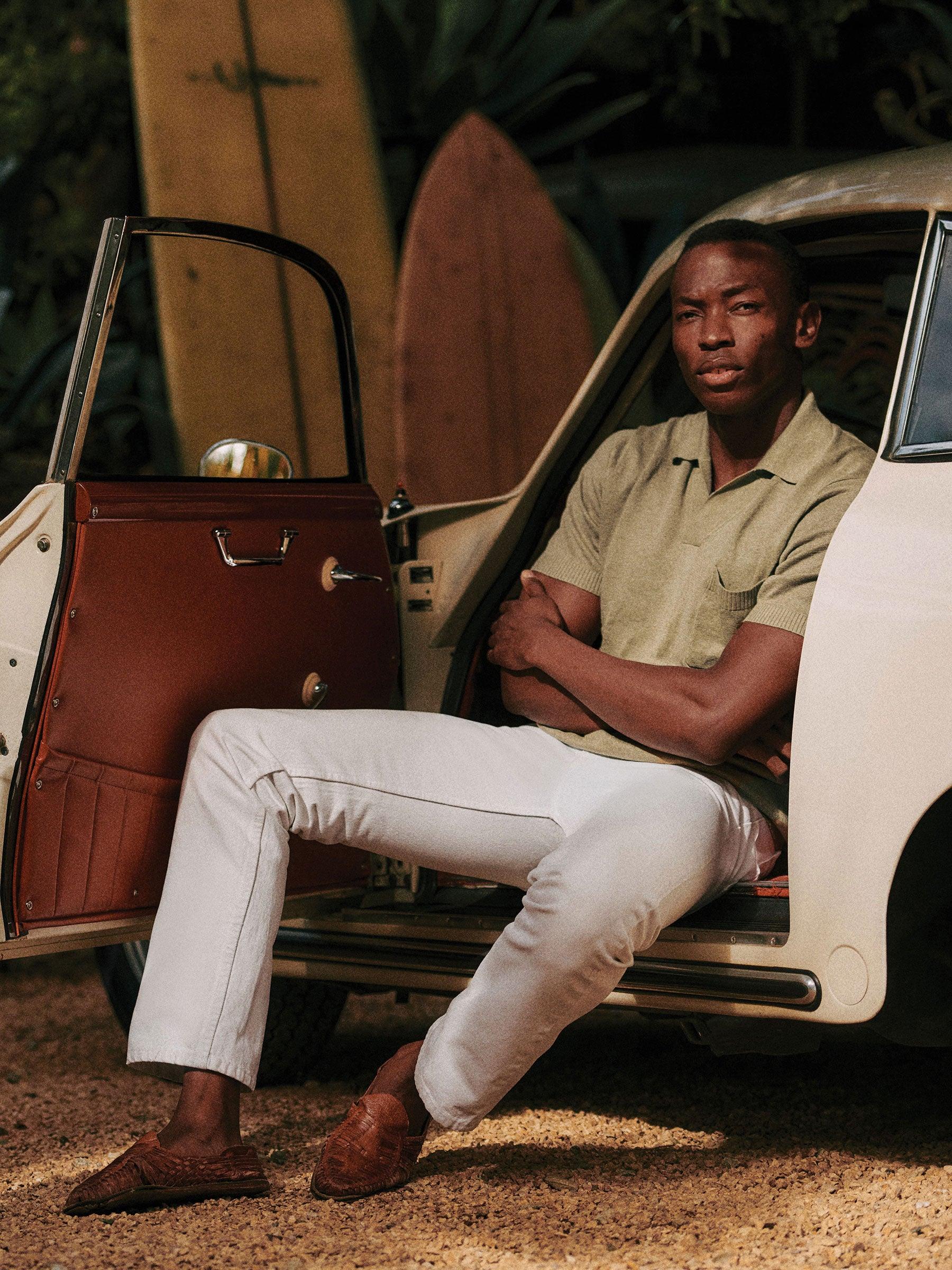 Farro Italian Slub Linen S/S Full Placket Polo Product Image