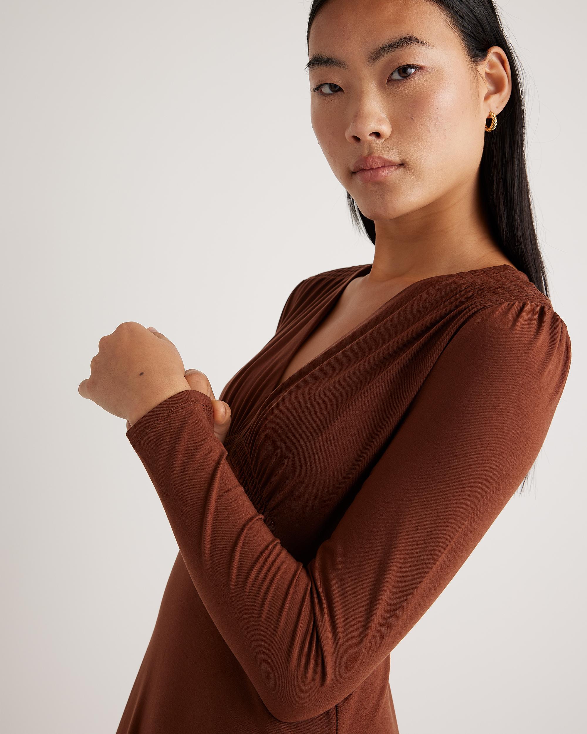 Quince | Women's Tencel Jersey V-Neck Long Sleeve Midi Dress Product Image