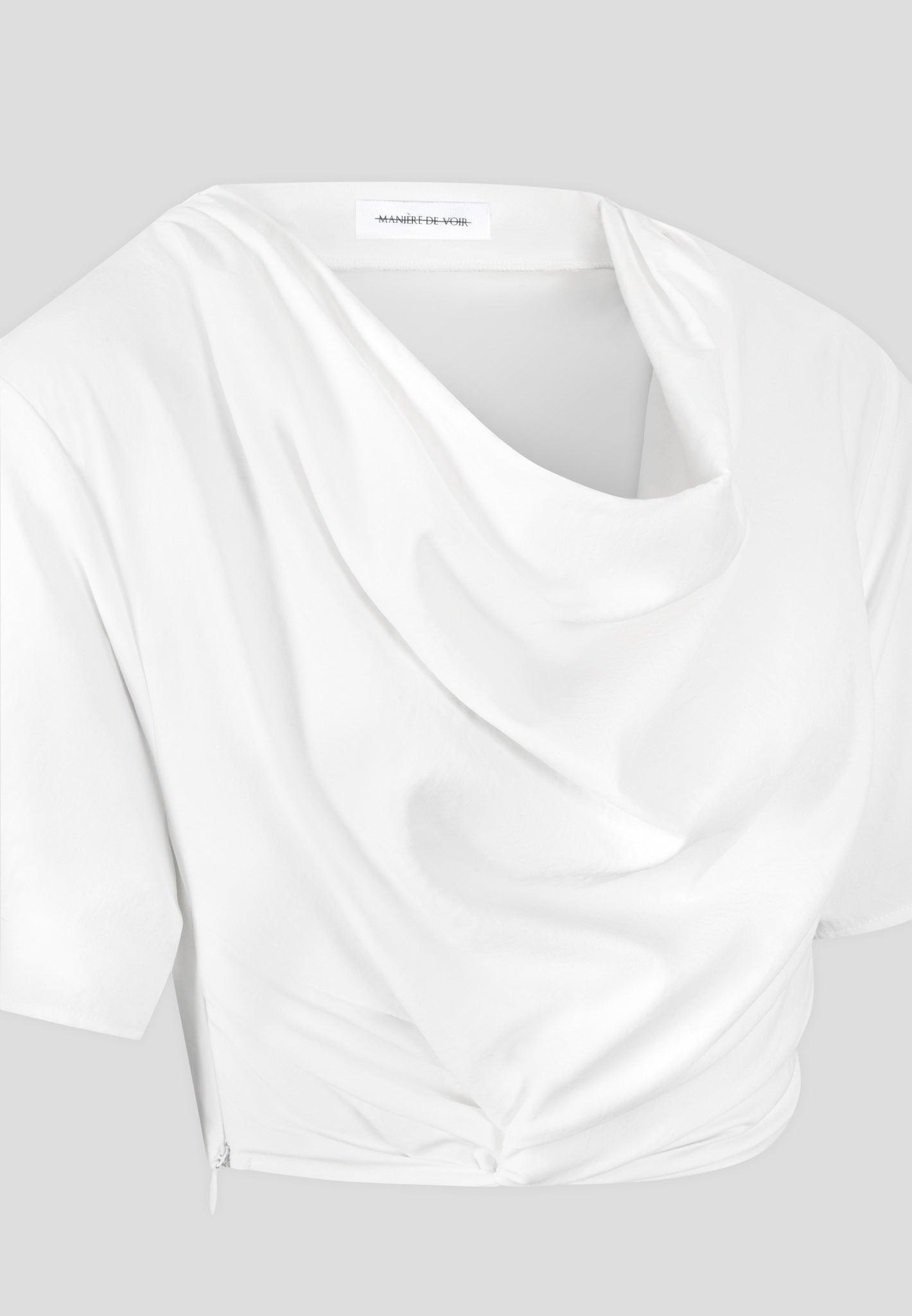 Cowl Neck Drape T-Shirt - White Female Product Image