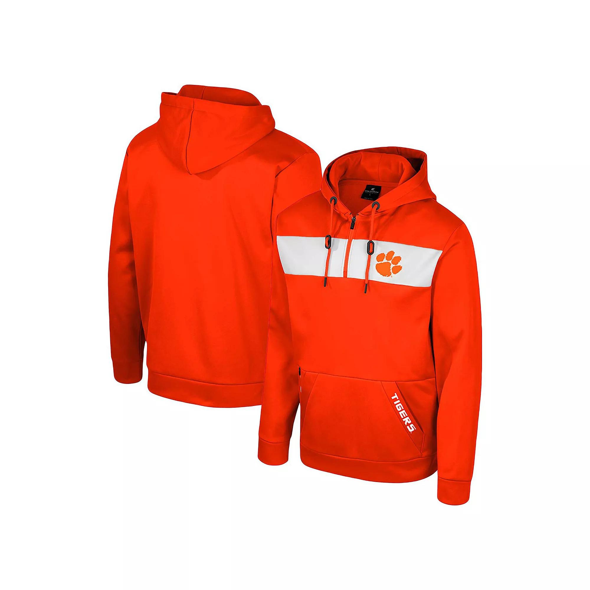 Men's Colosseum  Orange Clemson Tigers Quarter-Zip Hoodie, Size: Small Product Image
