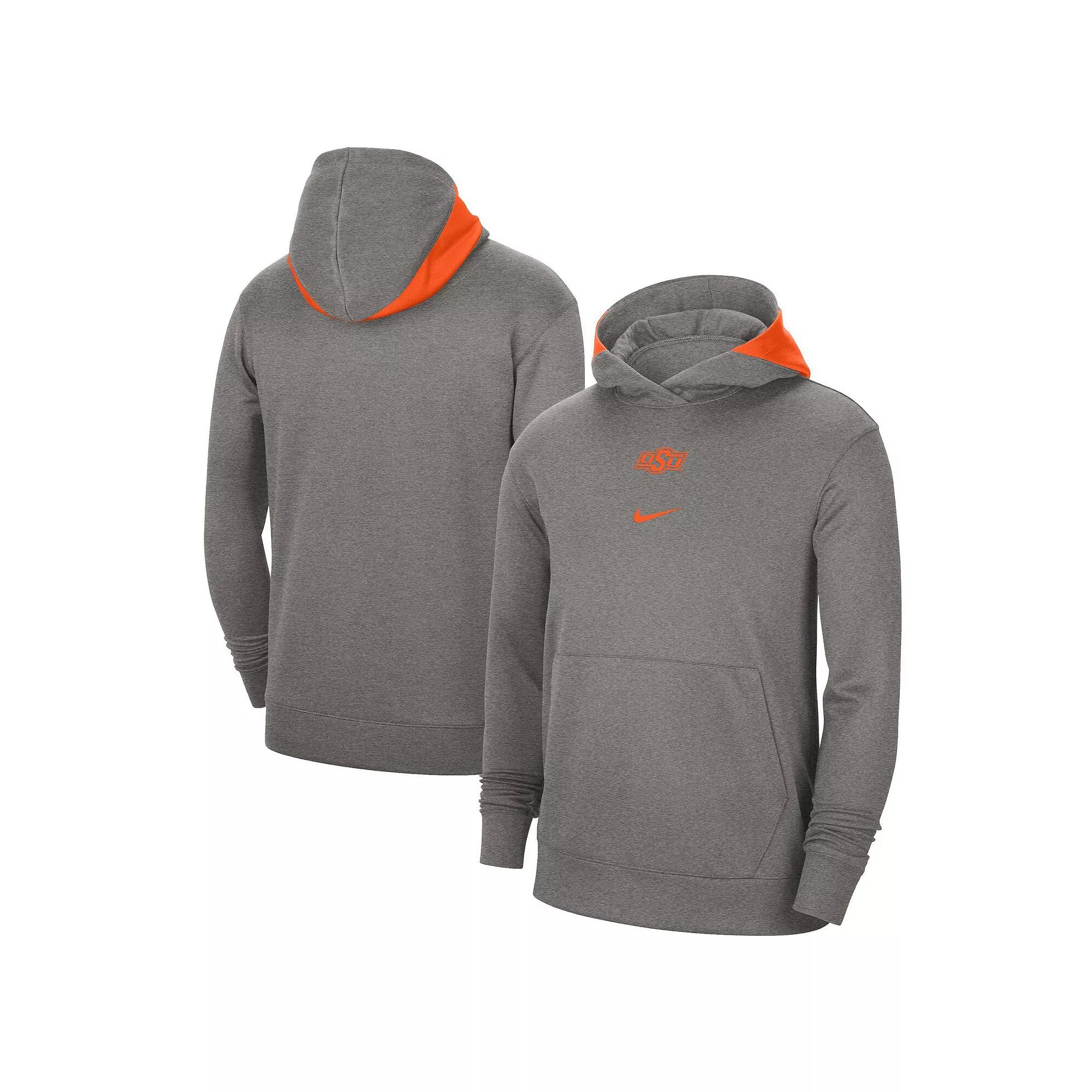 Men's Nike Heather Gray Oklahoma State Cowboys Team Basketball Spotlight Performance Pullover Hoodie,  Product Image