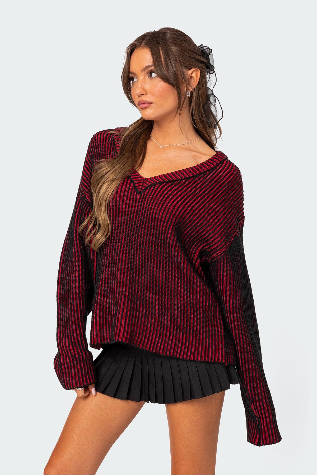 Contrast Texture Oversized Sweater Product Image