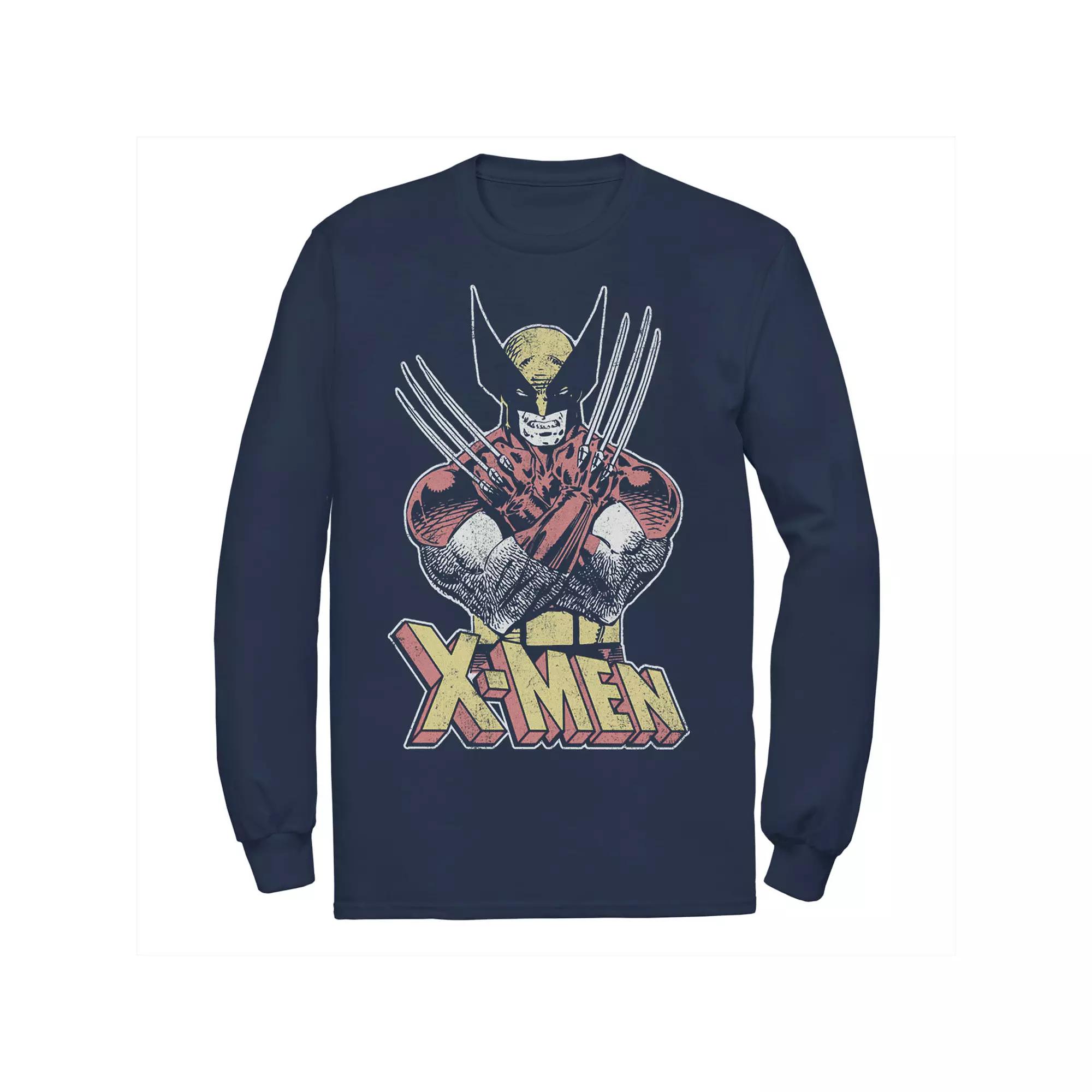Men's Marvel X-Men Wolverine Classic Comic Vintage Long Sleeve Graphic Tee,  Product Image