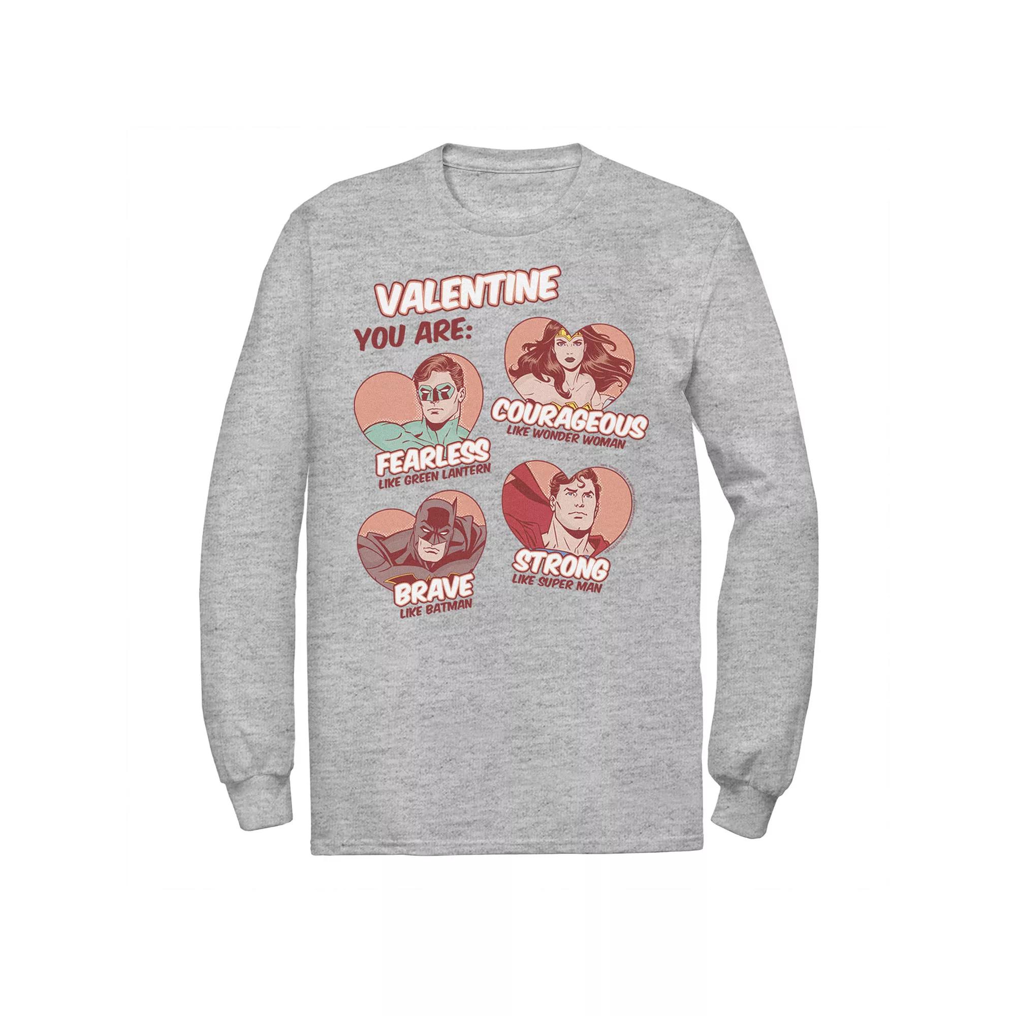 Men's DC Comics Justice League Valentine You Are Heart Portraits Tee, Size: XXL, Athletic Grey Product Image