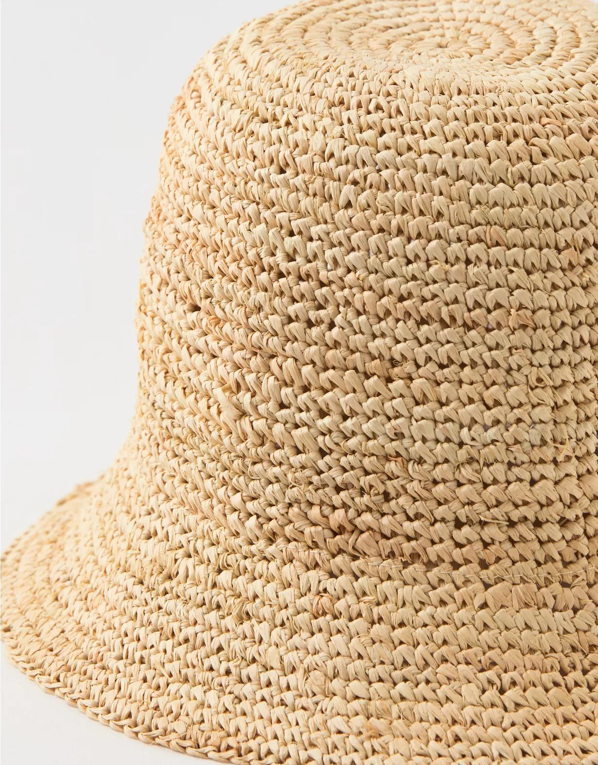 Aerie Straw Crochet Bucket Hat Product Image