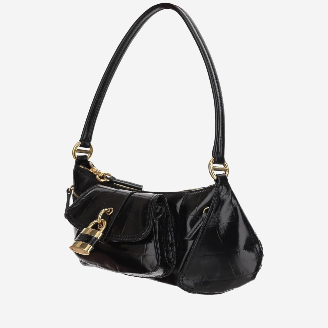 CHLOÉ The 99 Embellished Textured-leather Shoulder Bag In Black Product Image