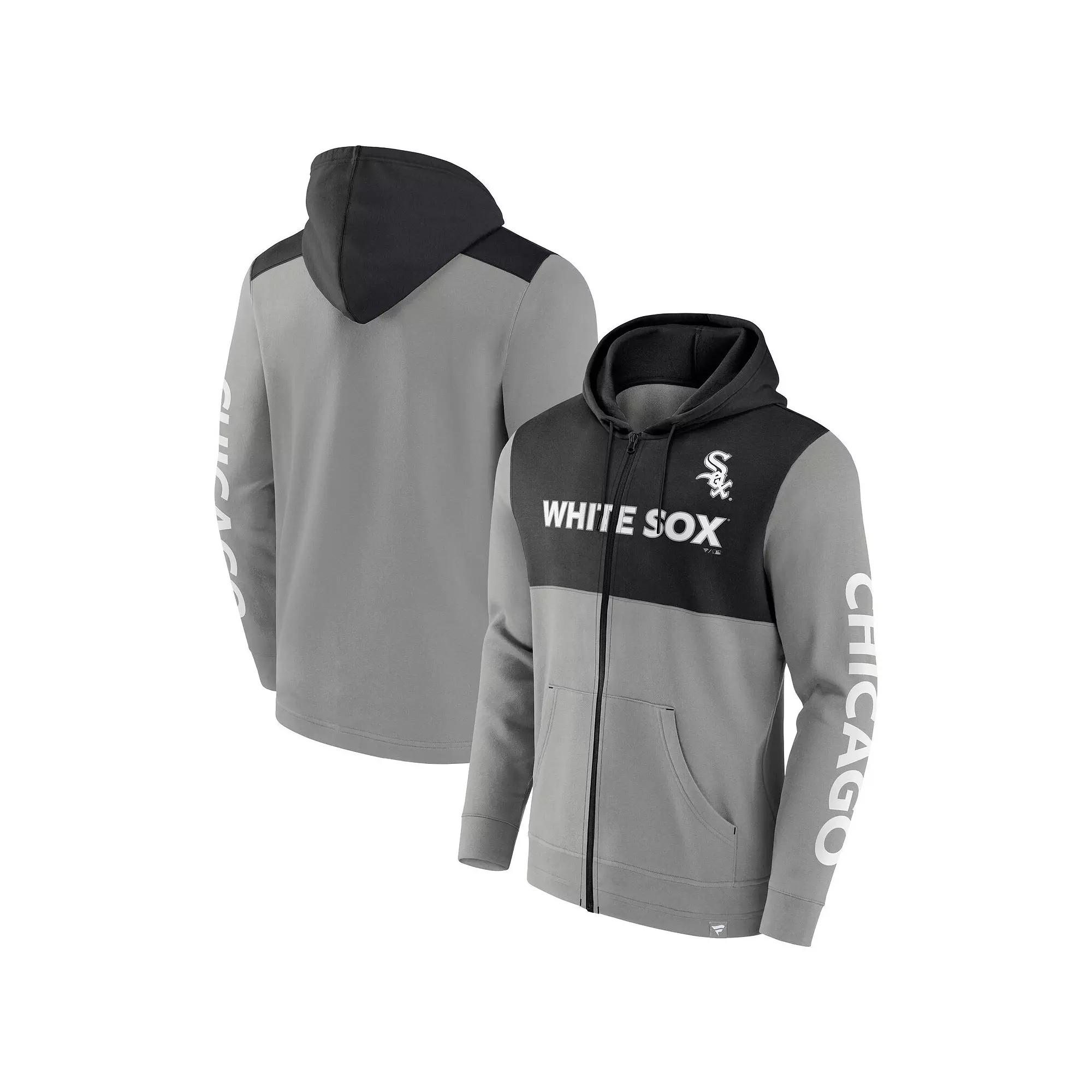 Men's Fanatics Branded Gray/Black Chicago White Sox Ace Hoodie Full-Zip Sweatshirt,  Product Image