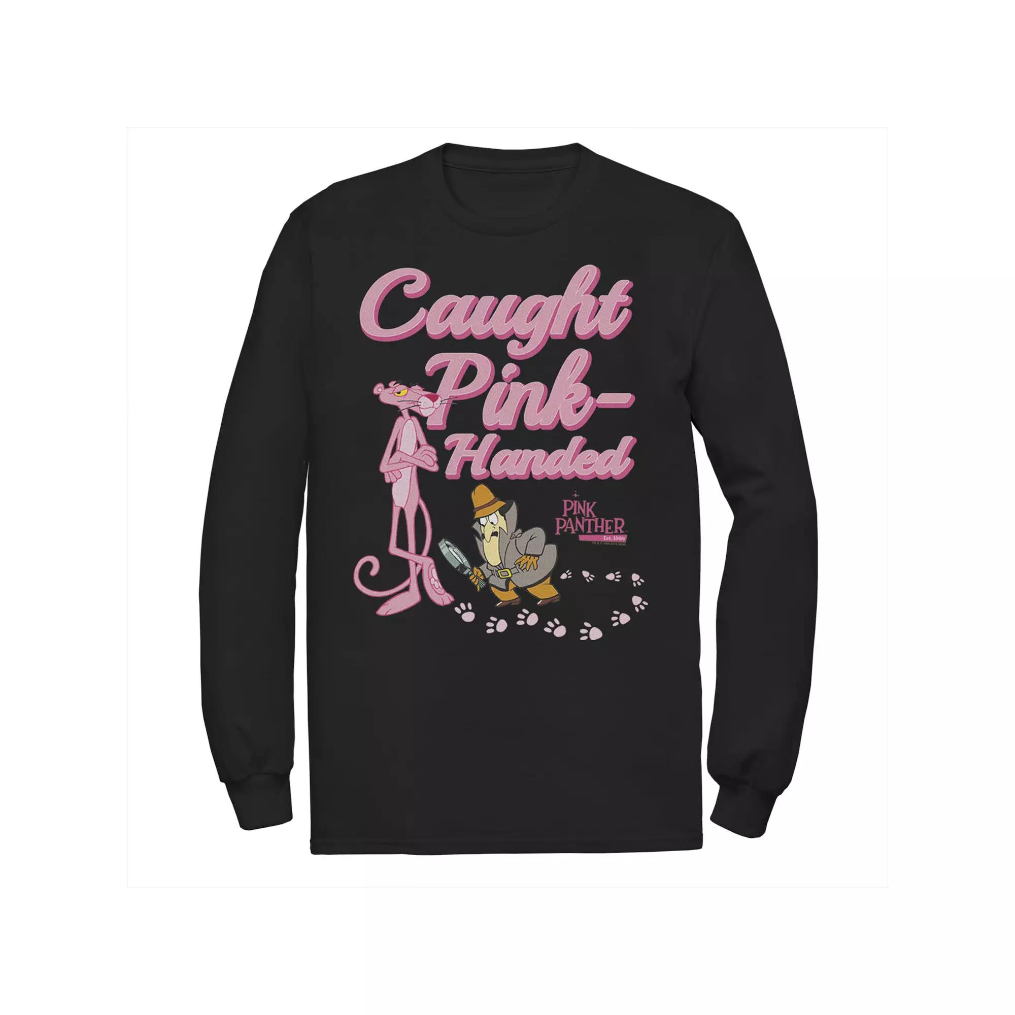 Men's Pink Panther Caught Pink-Handed Long Sleeve Graphic Tee,  Product Image