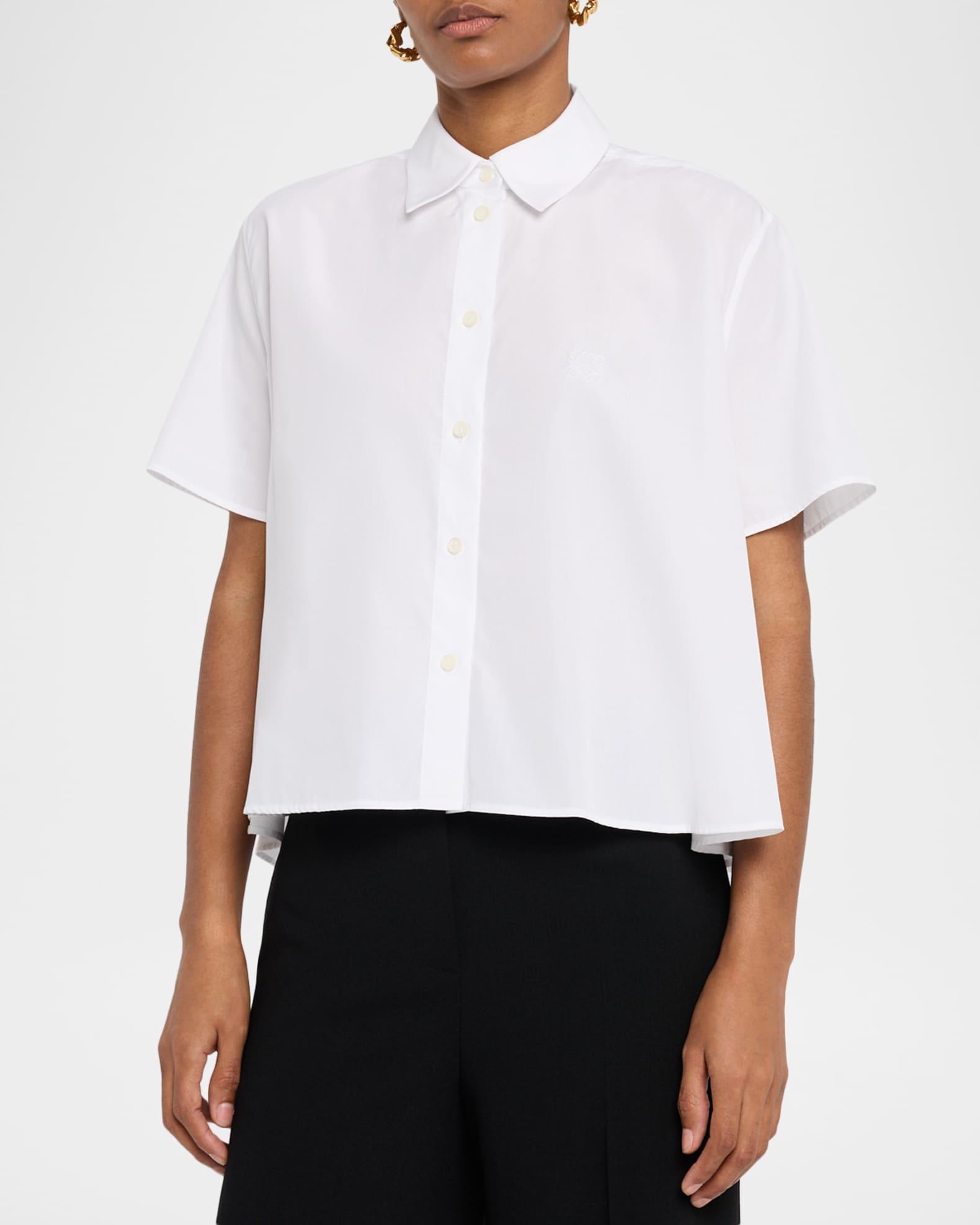 Poplin Short-Sleeve Trapeze Blouse Product Image
