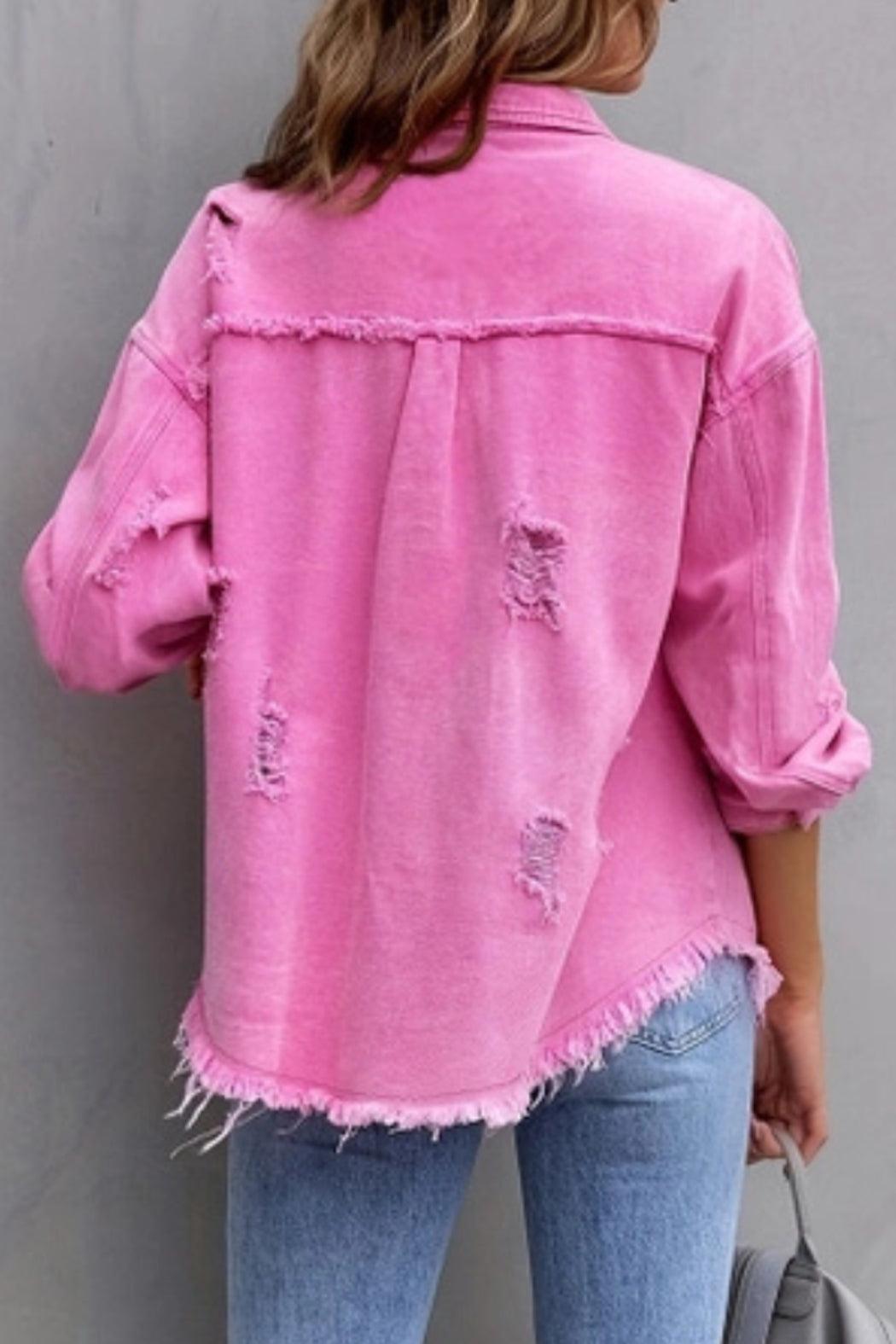 Ripped Loose Denim Jacket Product Image