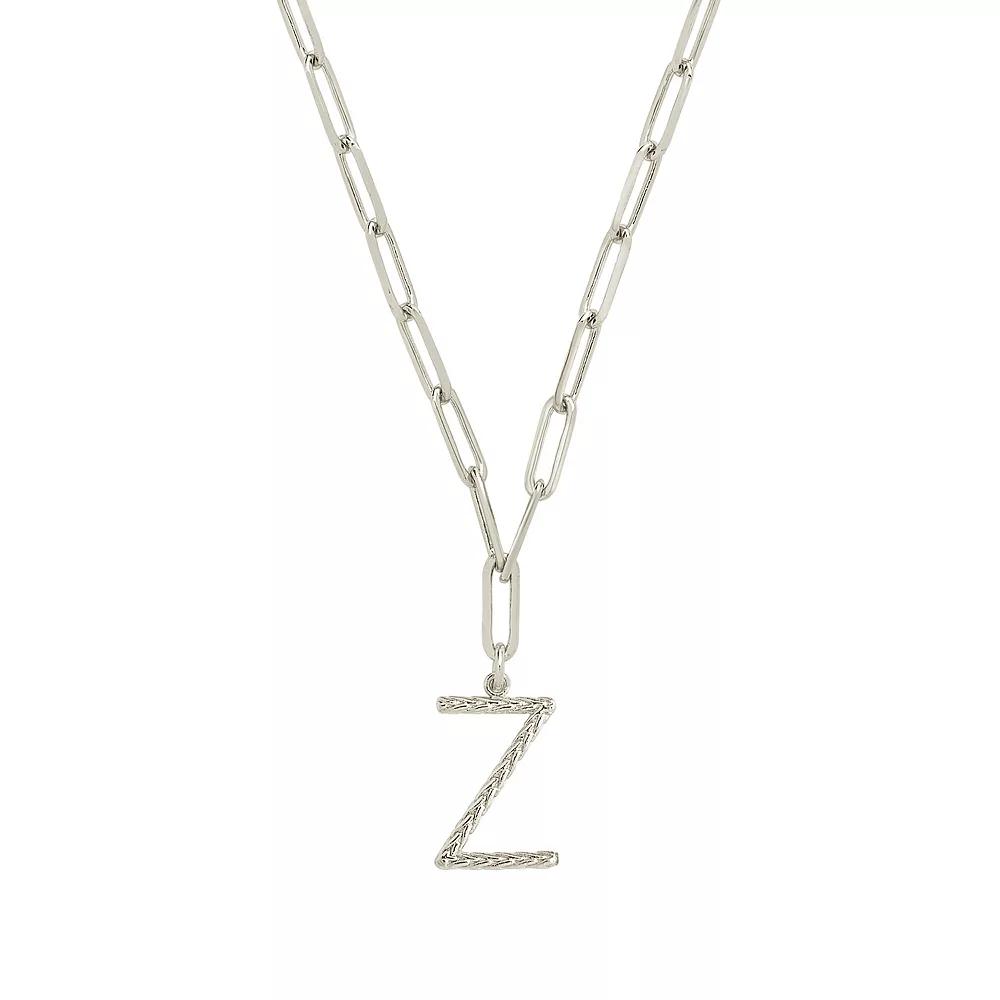 MC Collective Braided Initial Pendant Necklace, Women's, Size: 16", Silver Tone H Product Image