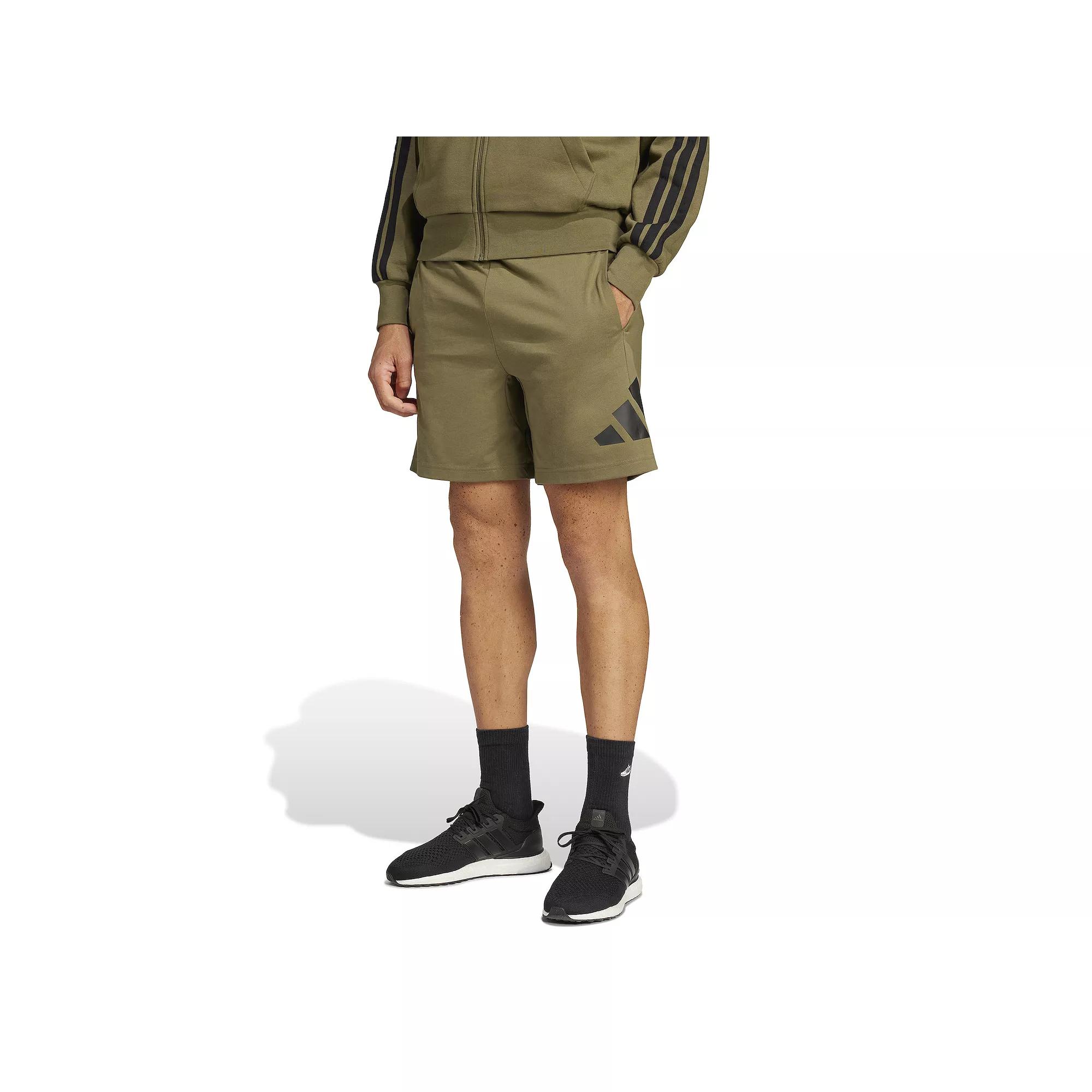 Big & Tall adidas Essentials Big Logo Single Jersey Shorts, Men's, Size: 4XL, Olive Strata Black Product Image